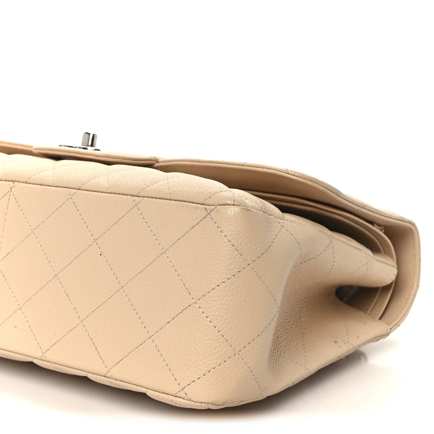 Caviar Quilted Jumbo Double Flap Beige - Image 11