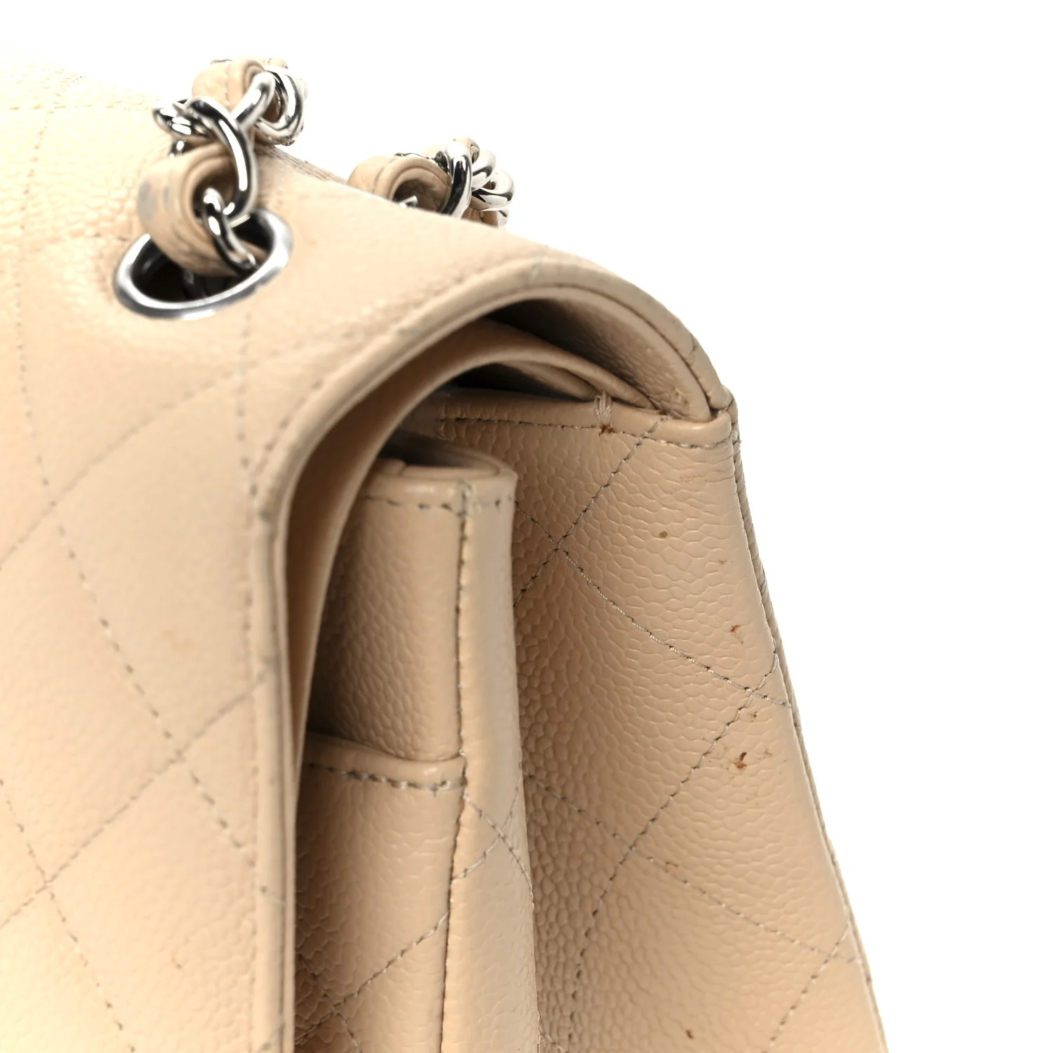 Caviar Quilted Jumbo Double Flap Beige - Image 12