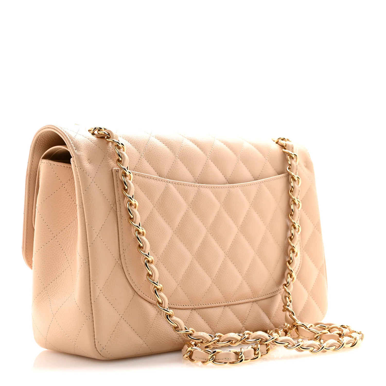 Caviar Quilted Jumbo Double Flap Beige Clair - Image 3