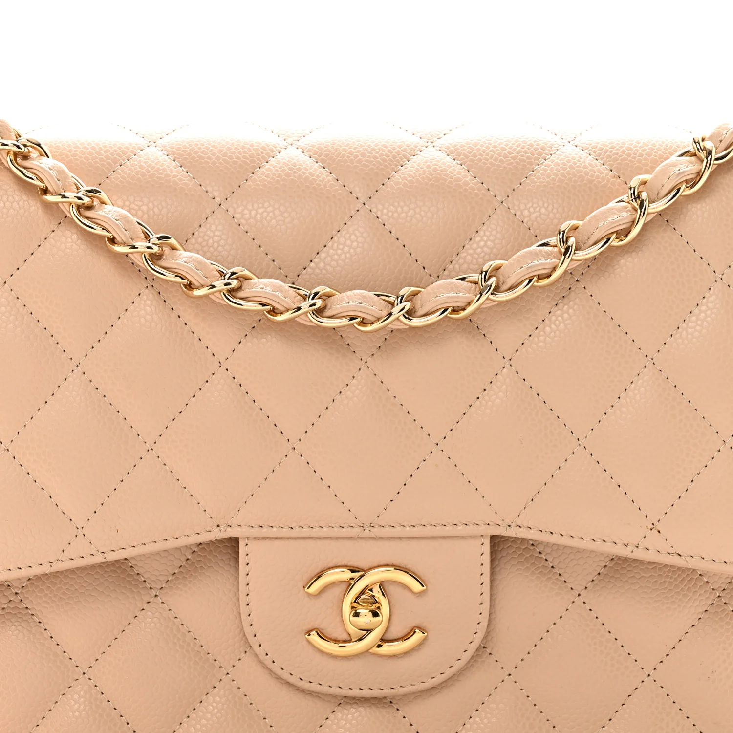 Caviar Quilted Jumbo Double Flap Beige Clair - Image 8