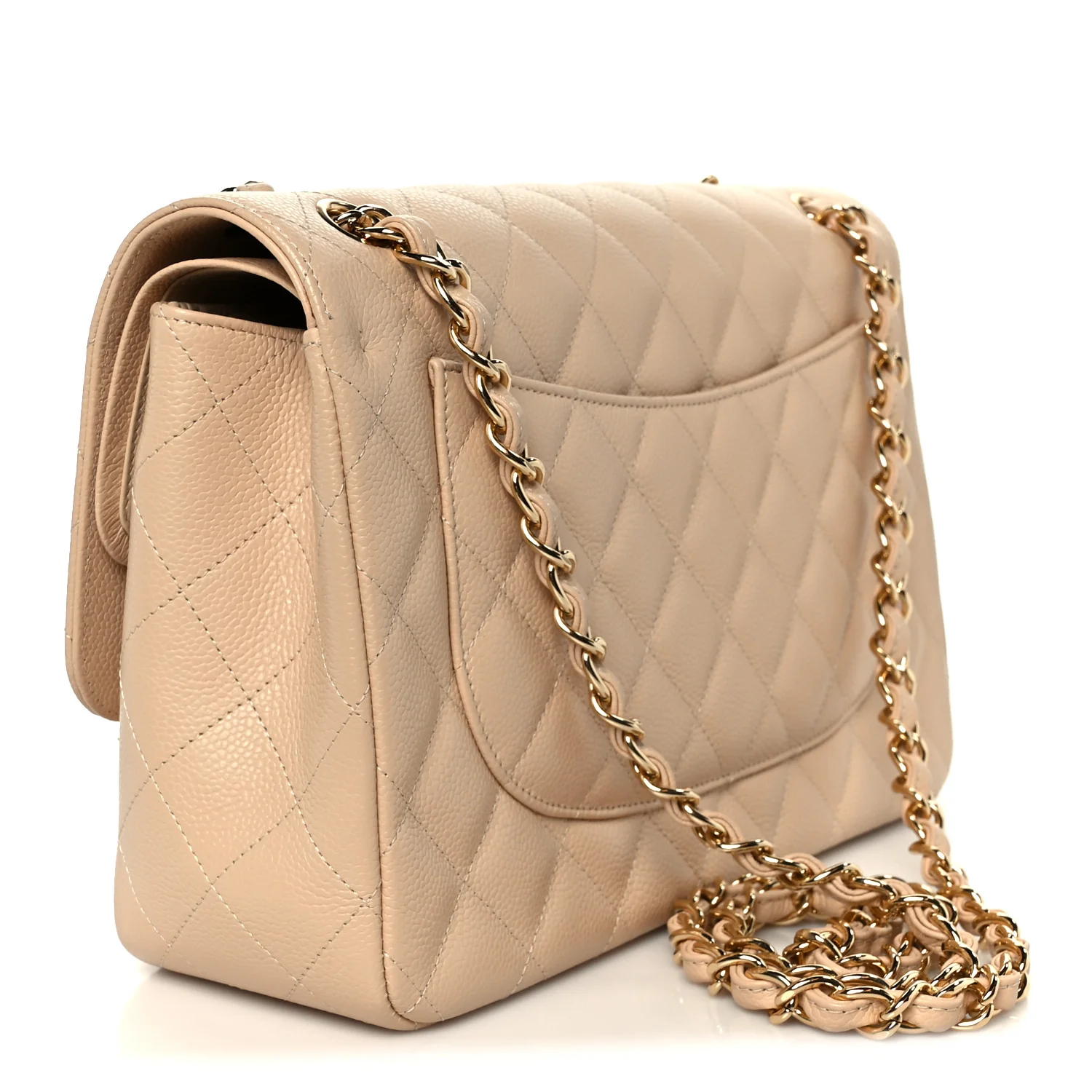 Caviar Quilted Jumbo Double Flap Beige Clair - Image 3