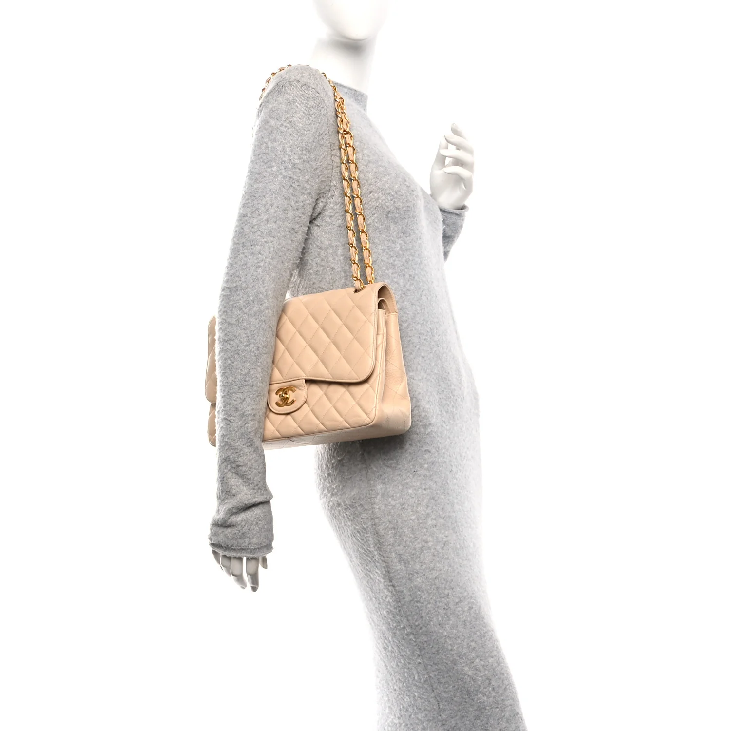 Caviar Quilted Jumbo Double Flap Beige Clair - Image 2