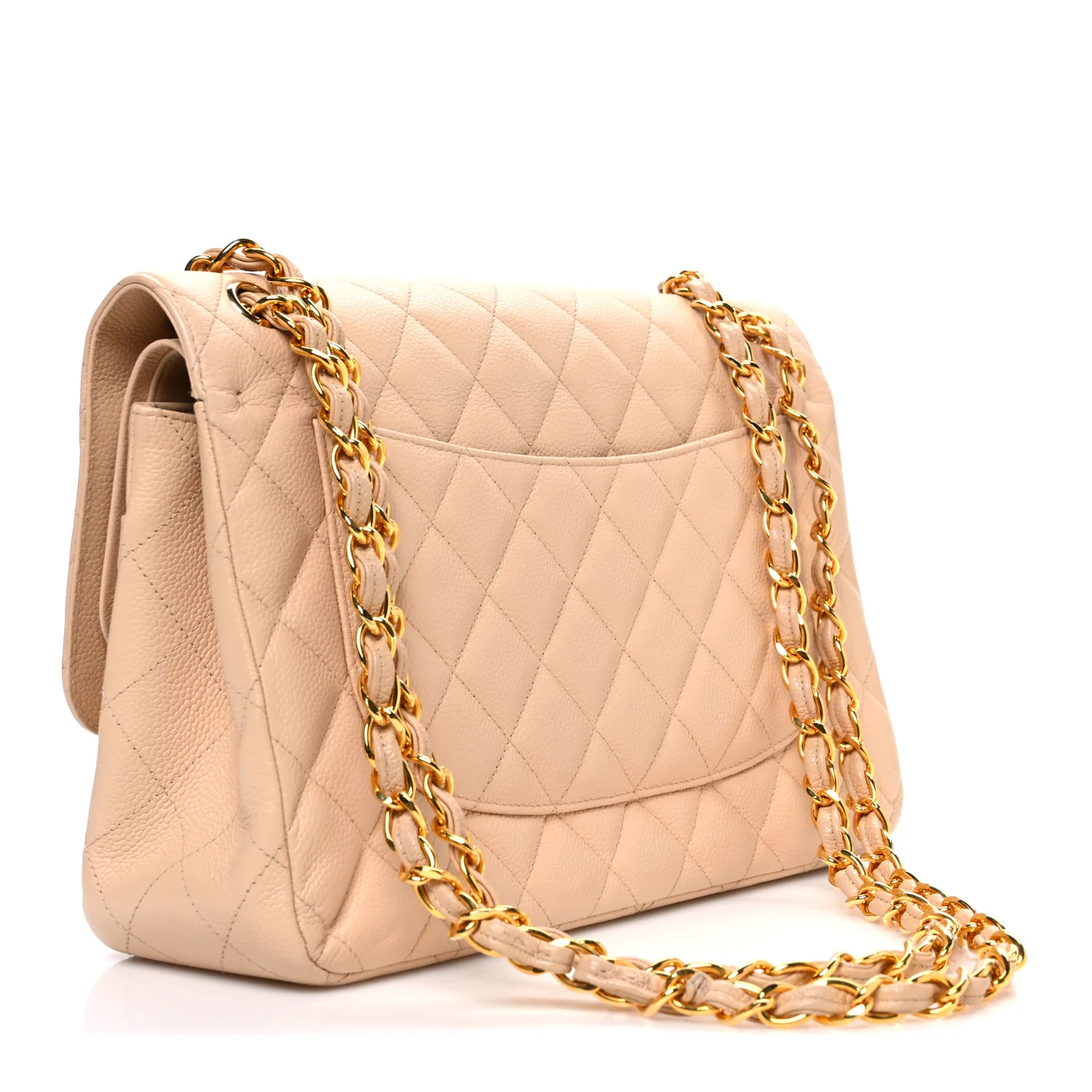 Caviar Quilted Jumbo Double Flap Beige Clair - Image 3