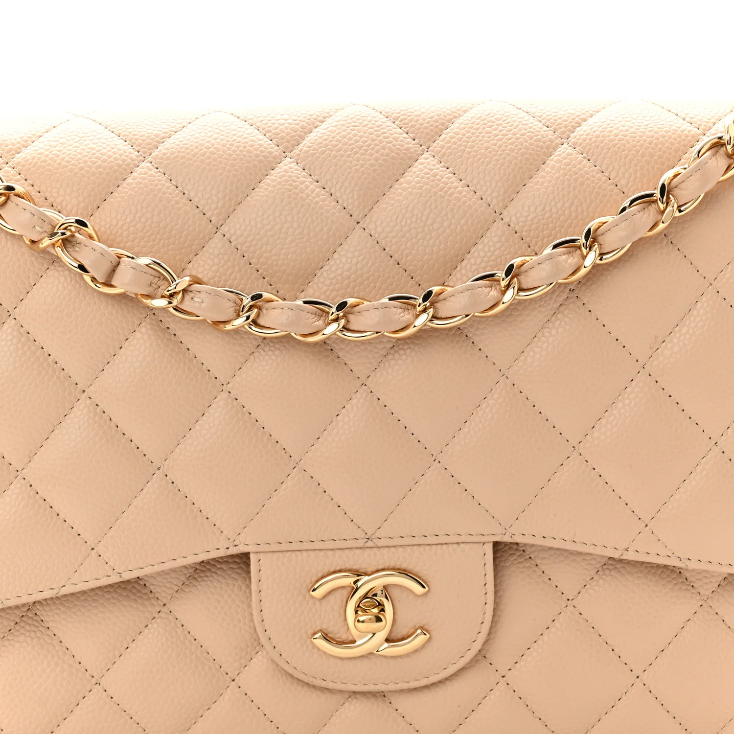 Caviar Quilted Jumbo Double Flap Beige Clair - Image 8