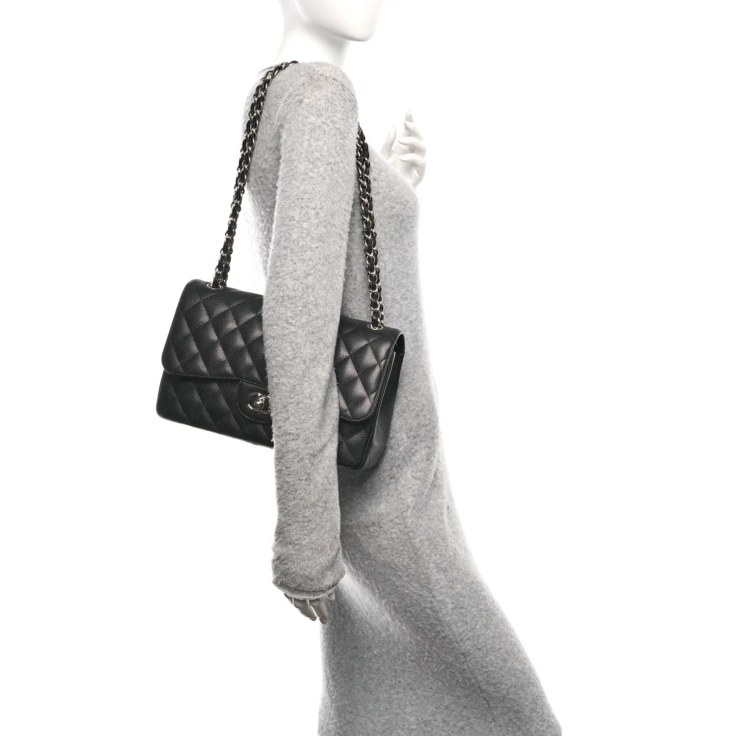 Caviar Quilted Jumbo Double Flap Black - Image 2