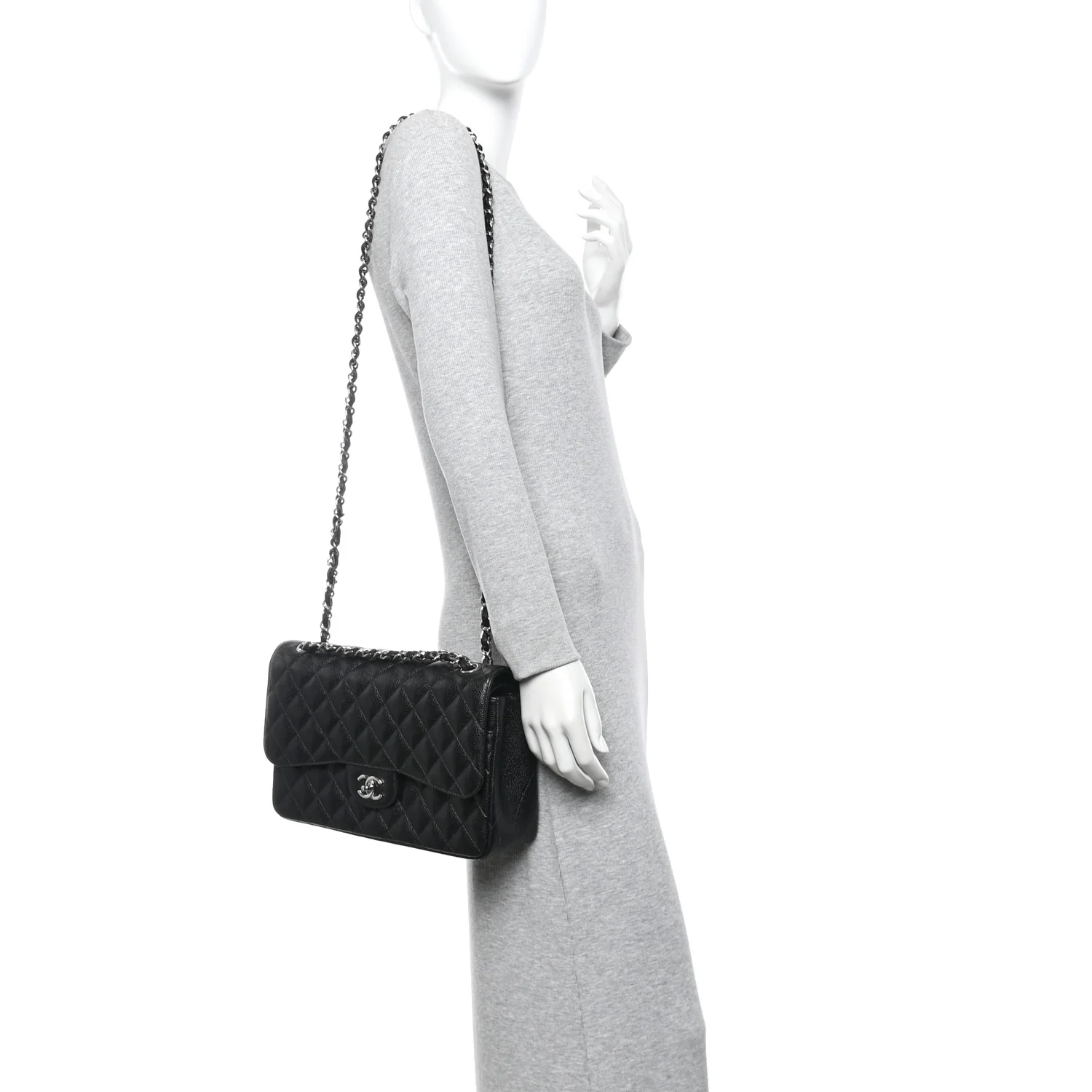 Caviar Quilted Jumbo Double Flap Black - Image 2