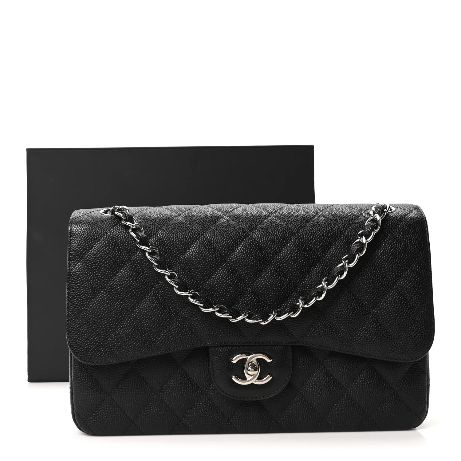 Caviar Quilted Jumbo Double Flap Black - Image 11