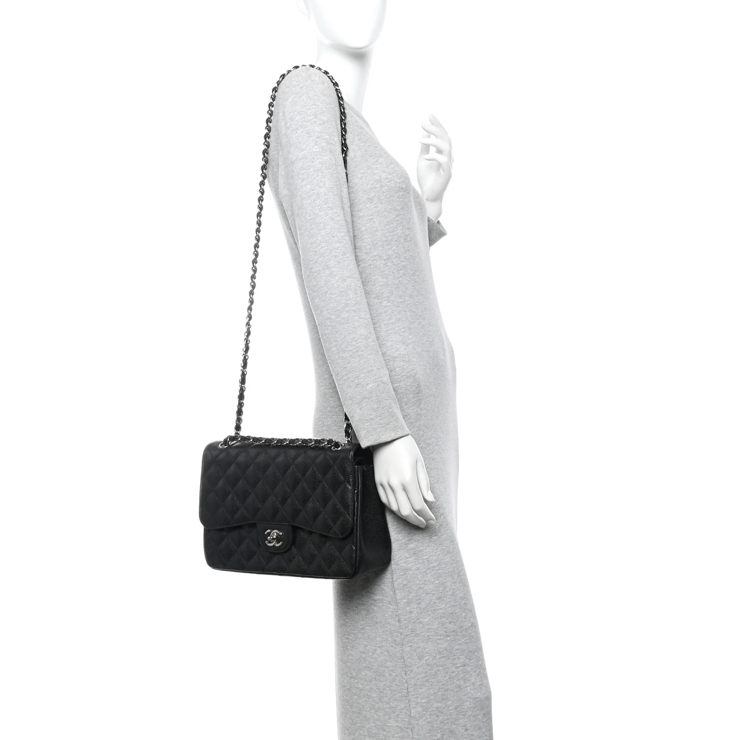 Caviar Quilted Jumbo Double Flap Black - Image 2