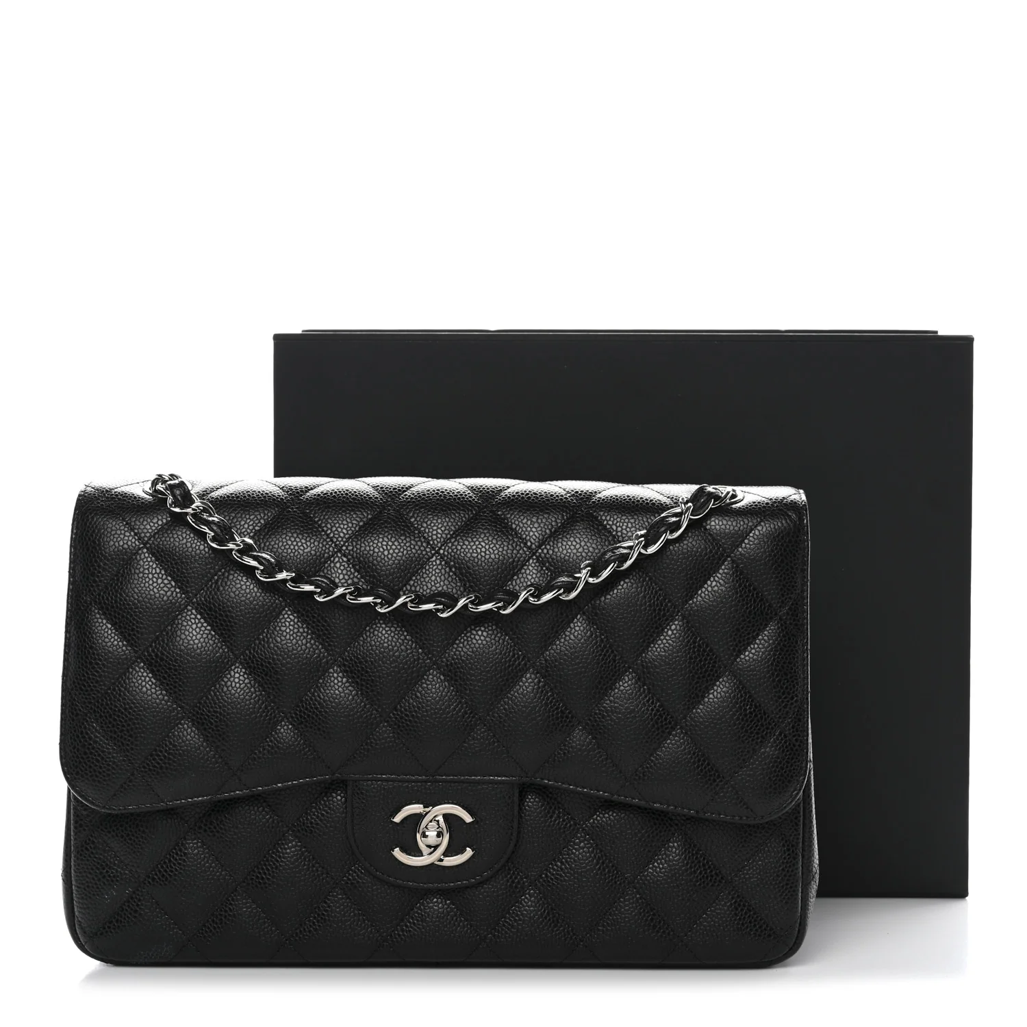 Caviar Quilted Jumbo Double Flap Black - Image 3