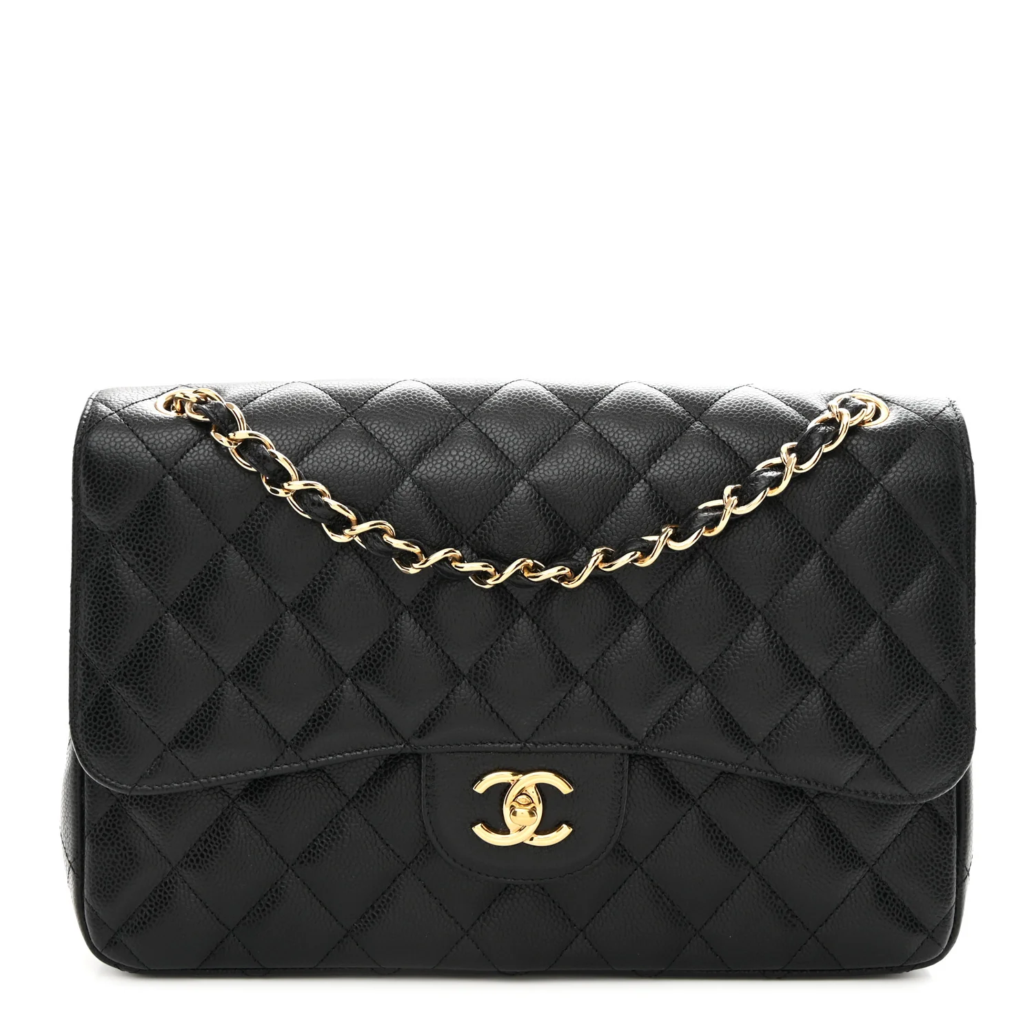 Caviar Quilted Jumbo Double Flap Black - Image 2