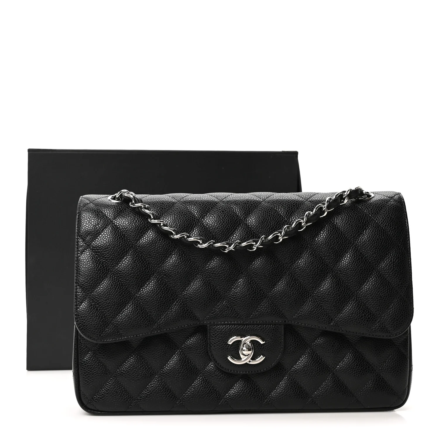 Caviar Quilted Jumbo Double Flap Black - Image 11