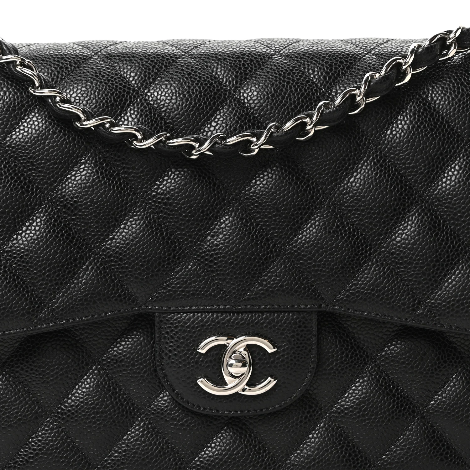 Caviar Quilted Jumbo Double Flap Black - Image 8