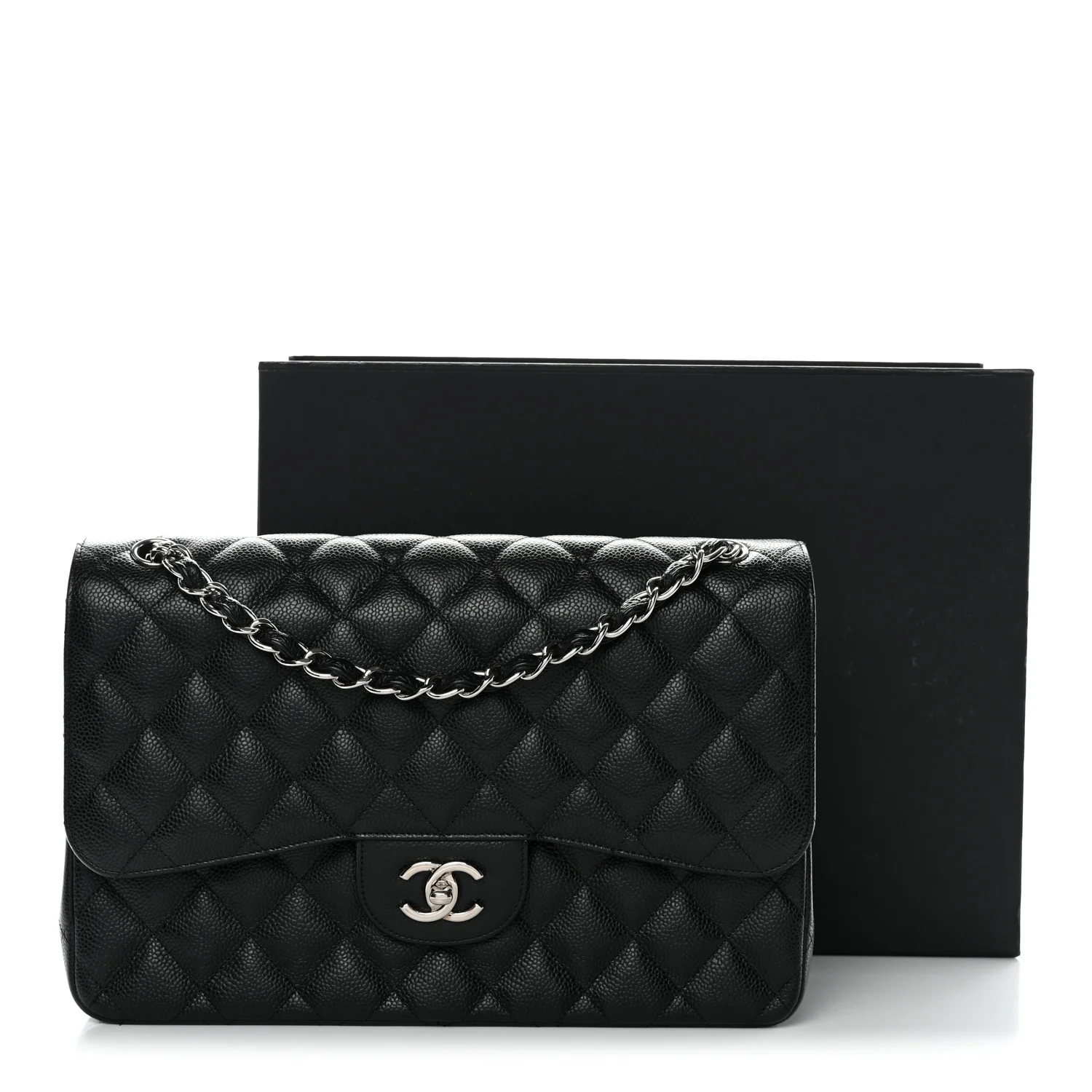 Caviar Quilted Jumbo Double Flap Black - Image 30