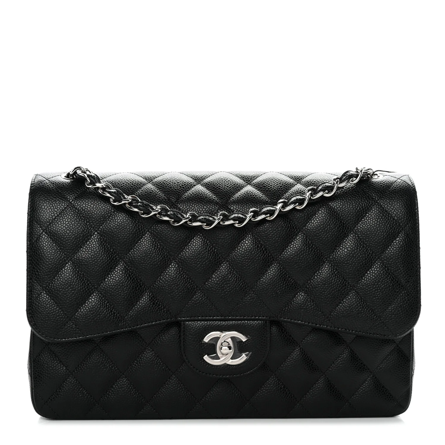 Caviar Quilted Jumbo Double Flap Black