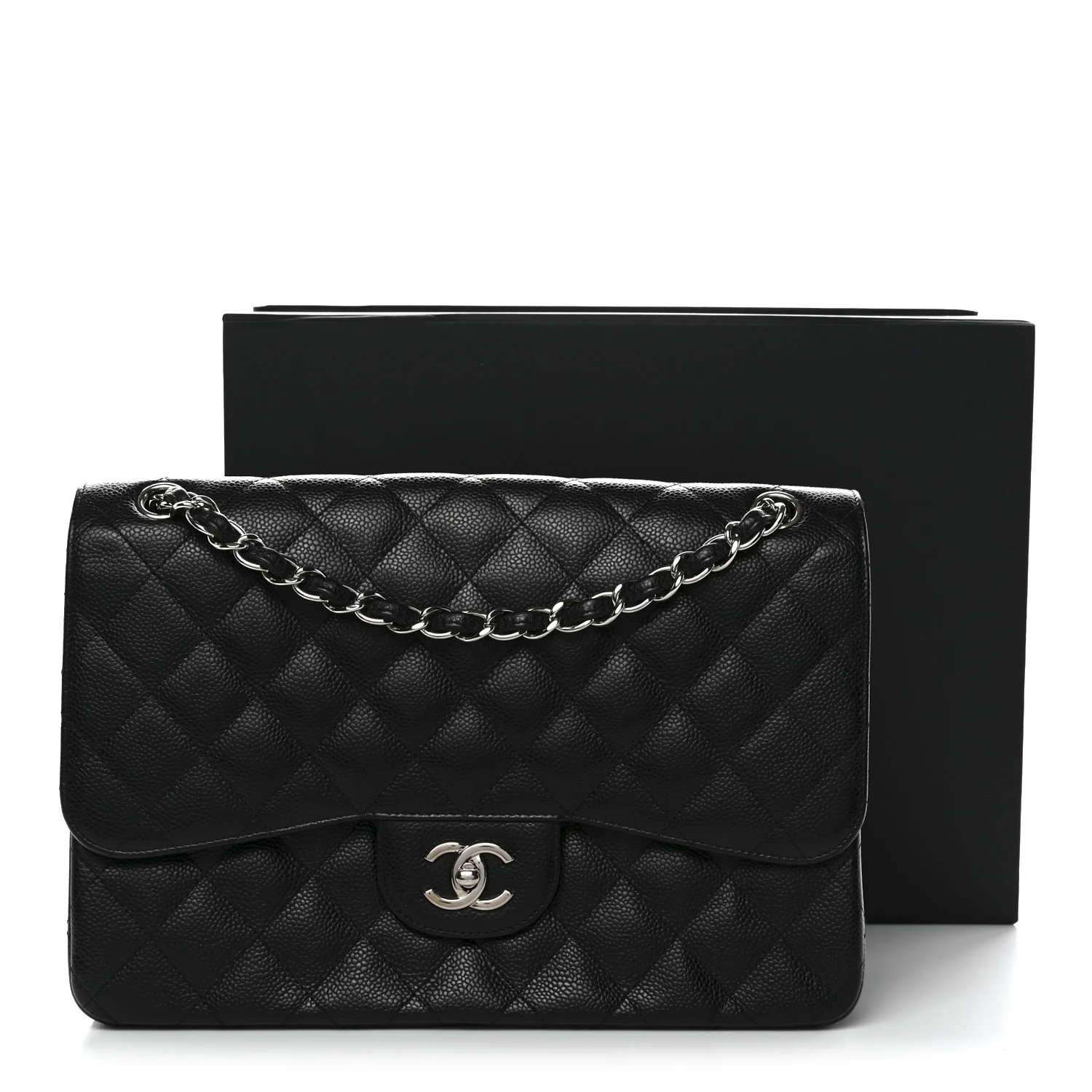 Caviar Quilted Jumbo Double Flap Black - Image 13