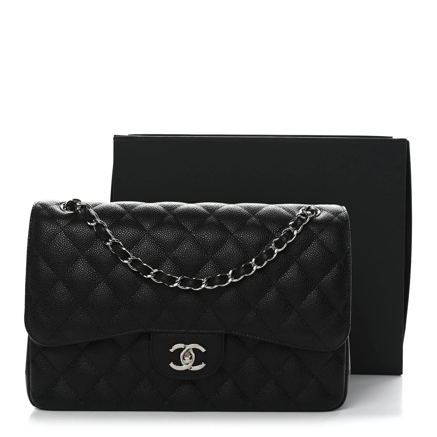Caviar Quilted Jumbo Double Flap Black - Image 10