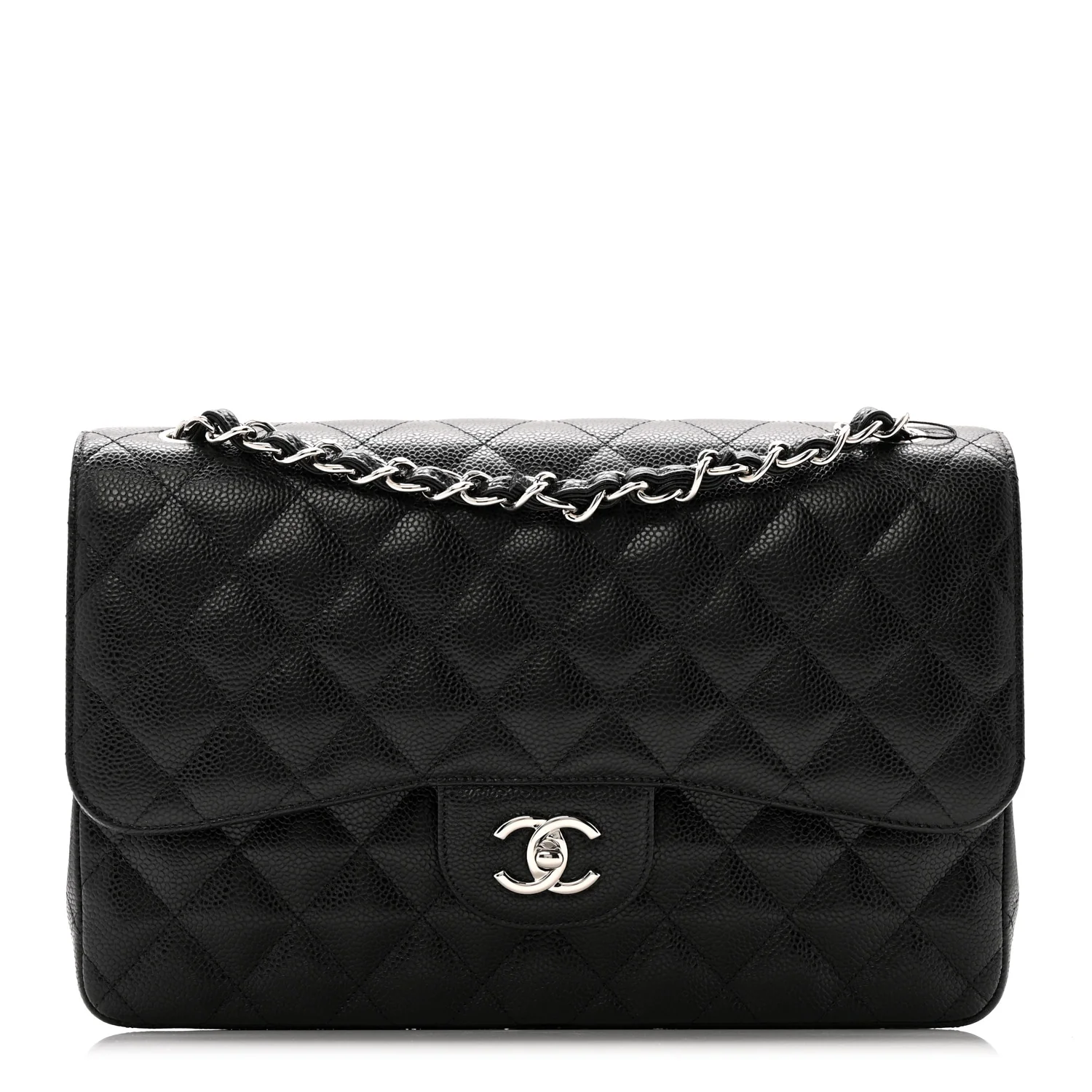 Caviar Quilted Jumbo Double Flap Black