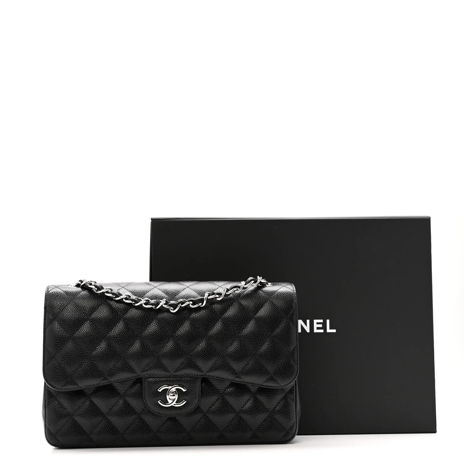 Caviar Quilted Jumbo Double Flap Black - Image 11