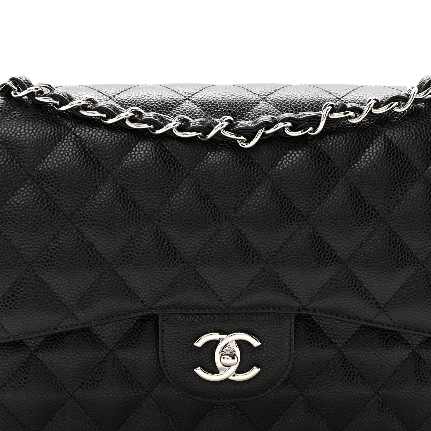 Caviar Quilted Jumbo Double Flap Black - Image 8