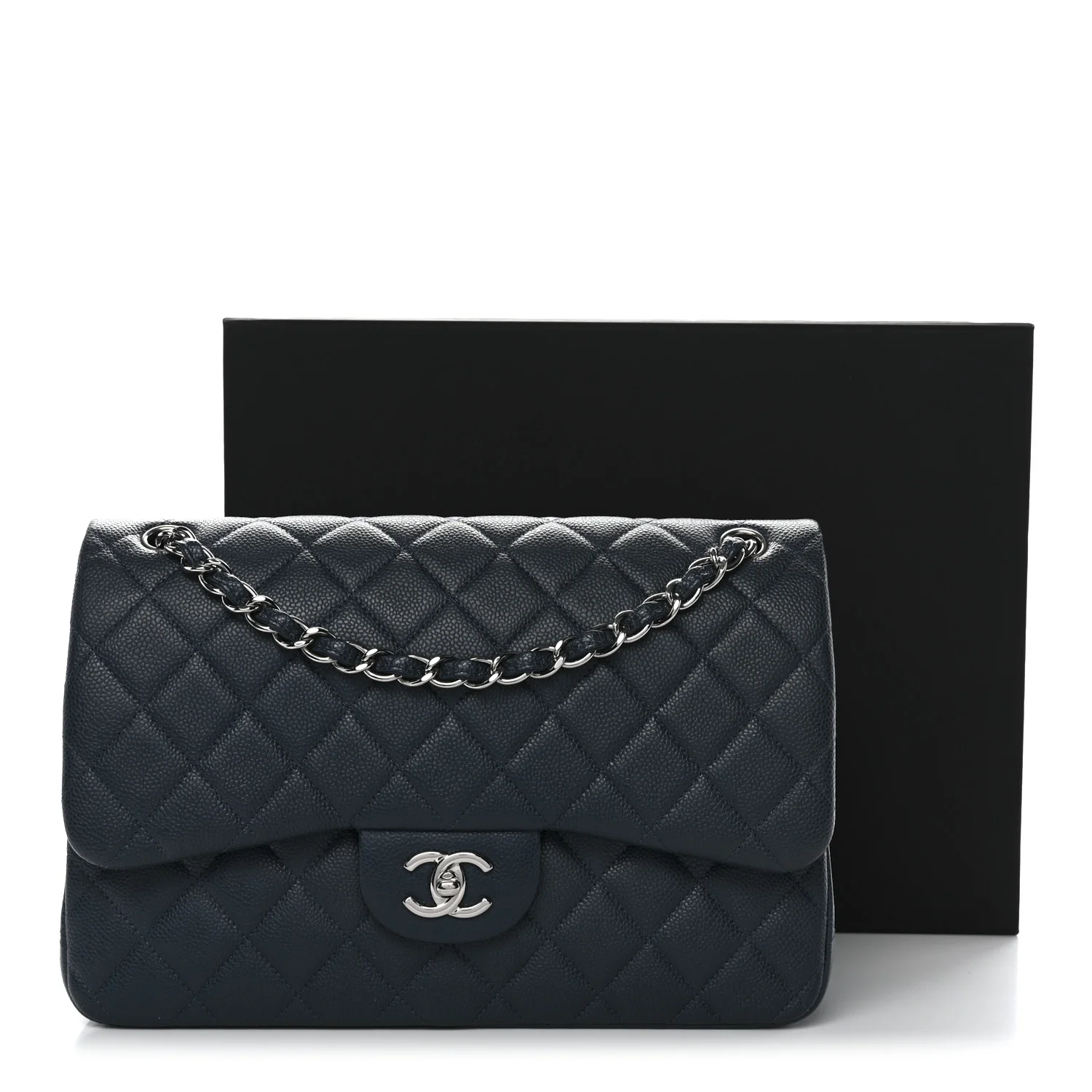 Caviar Quilted Jumbo Double Flap Blue - Image 13