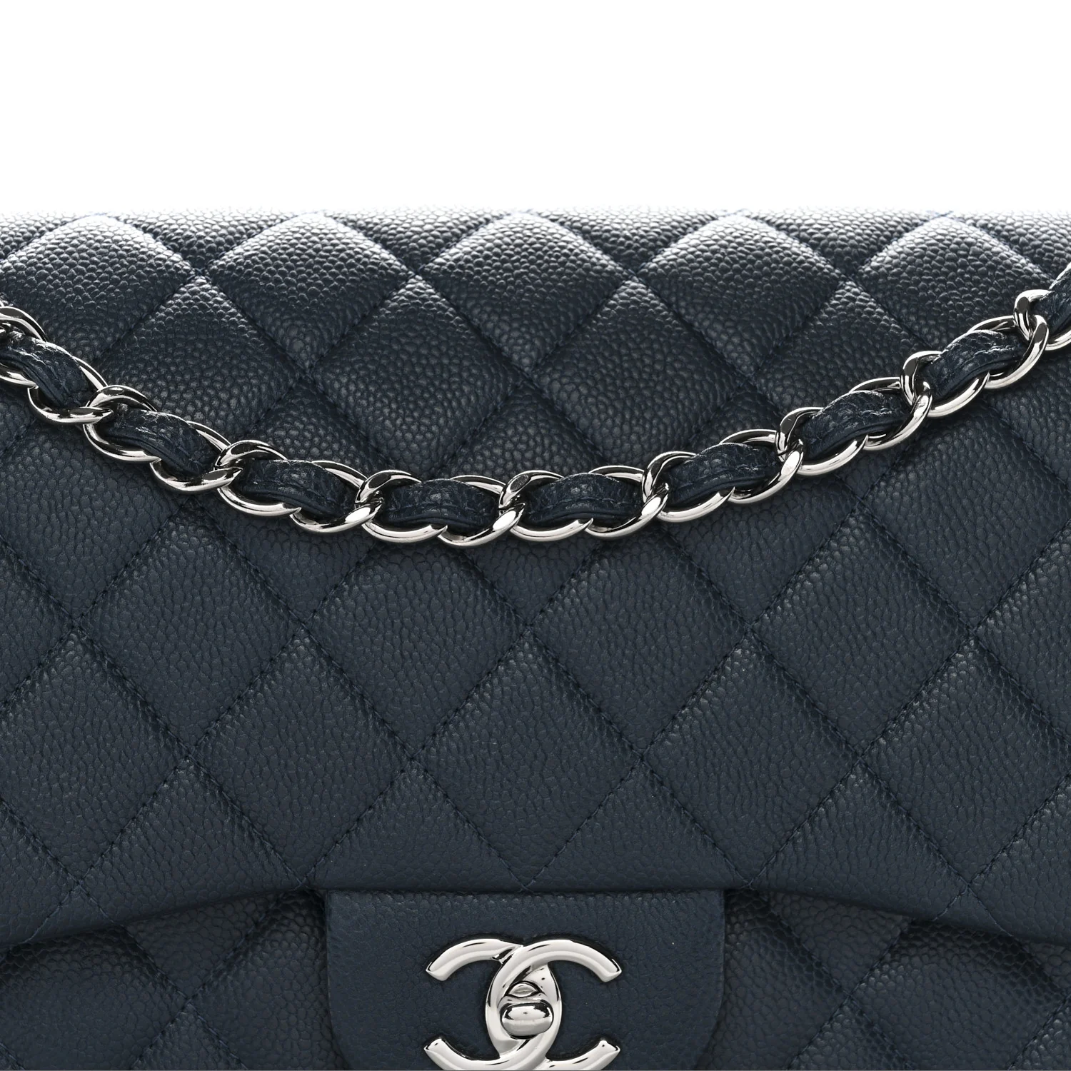 Caviar Quilted Jumbo Double Flap Blue - Image 8