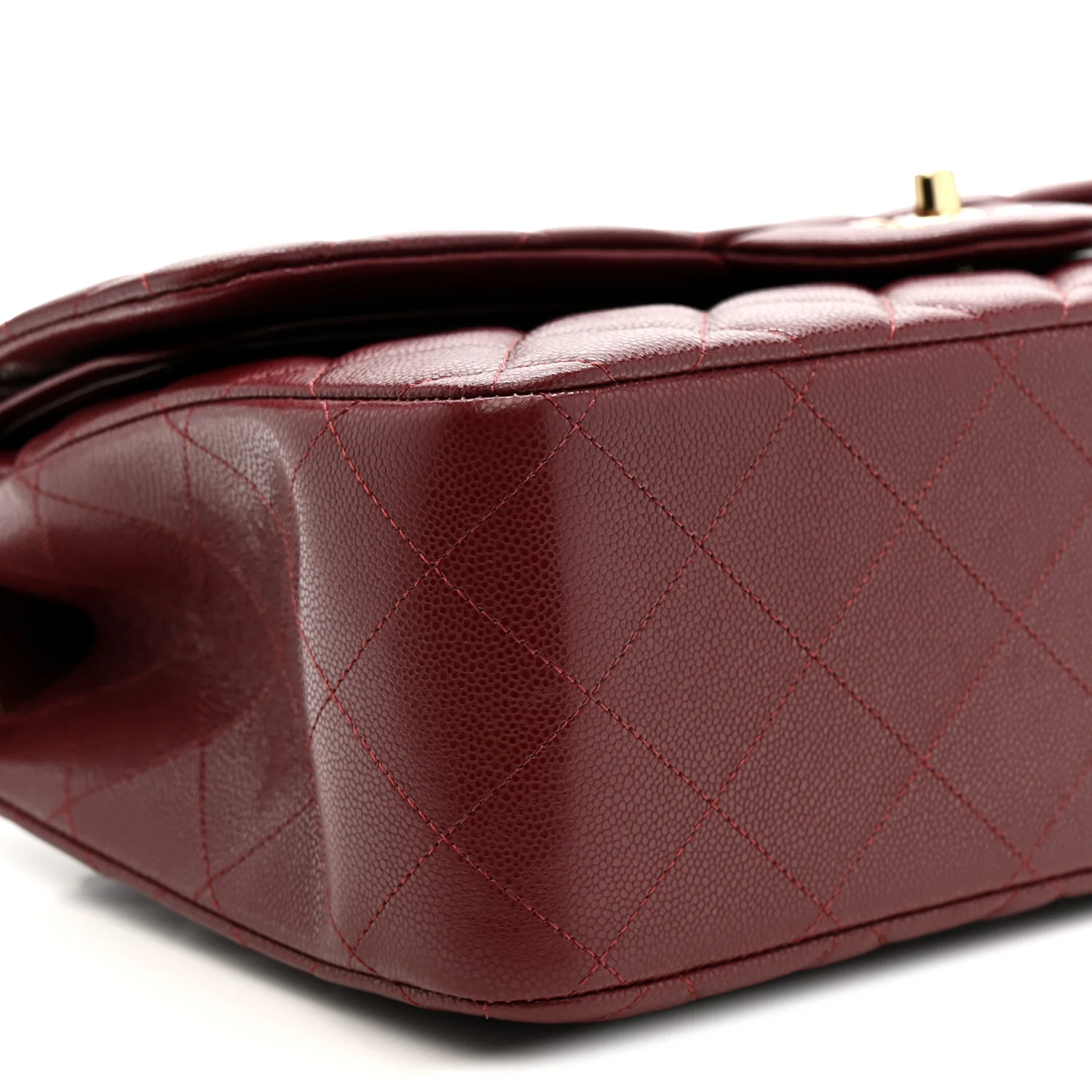 Caviar Quilted Jumbo Double Flap Burgundy - Image 16