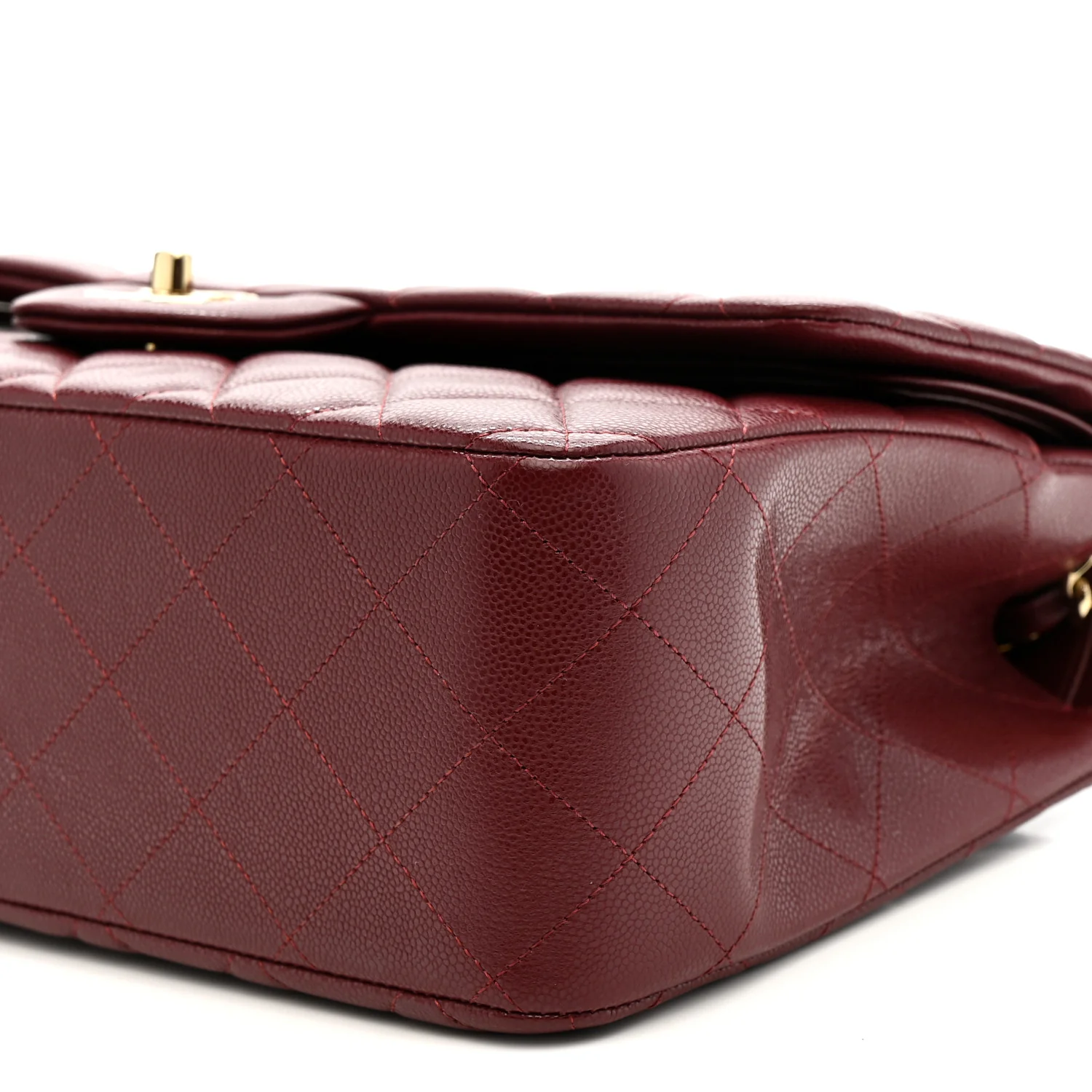Caviar Quilted Jumbo Double Flap Burgundy - Image 18