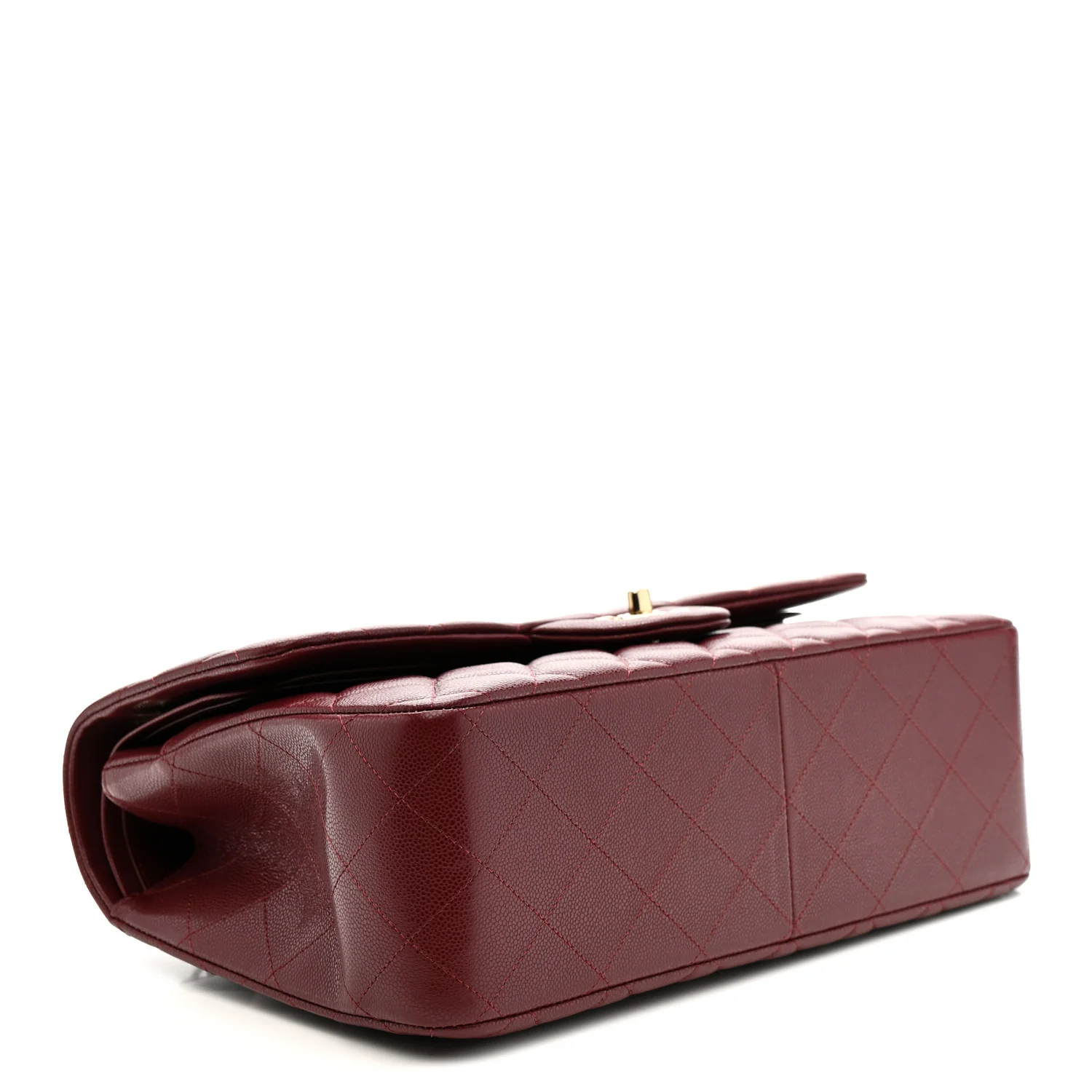 Caviar Quilted Jumbo Double Flap Burgundy - Image 7