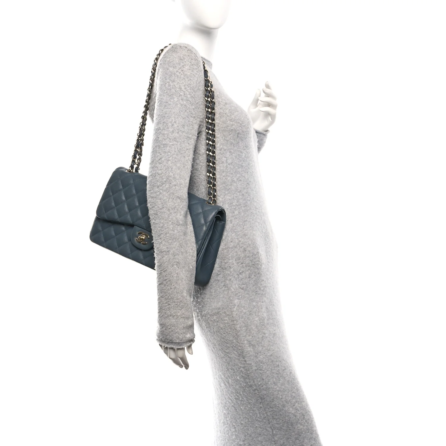 Caviar Quilted Jumbo Double Flap Dark Grey - Image 2