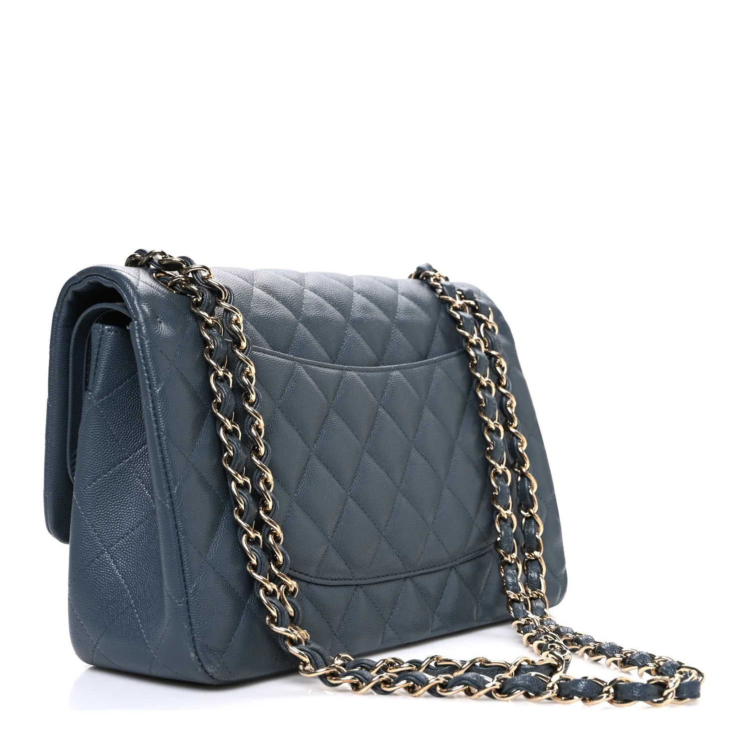 Caviar Quilted Jumbo Double Flap Dark Grey - Image 3