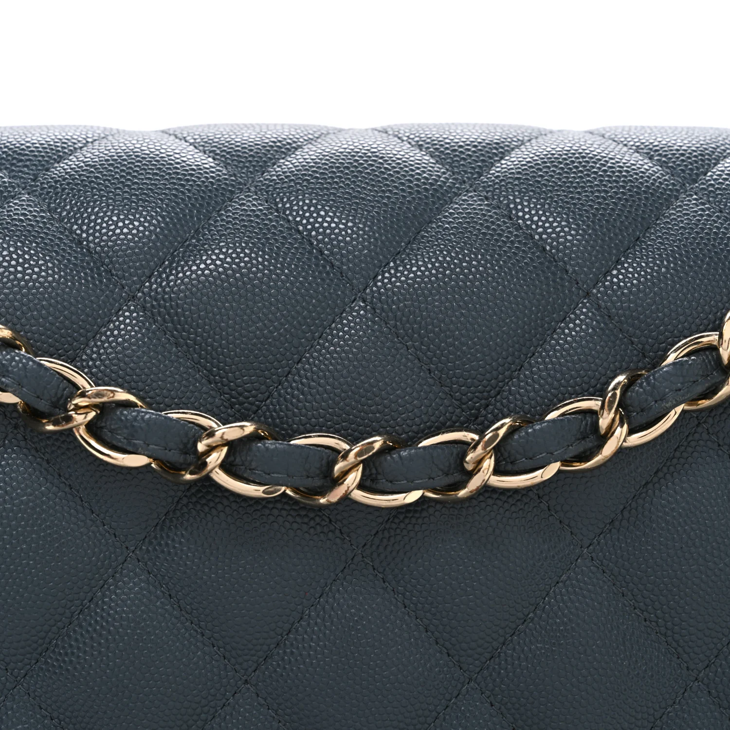 Caviar Quilted Jumbo Double Flap Dark Grey - Image 8
