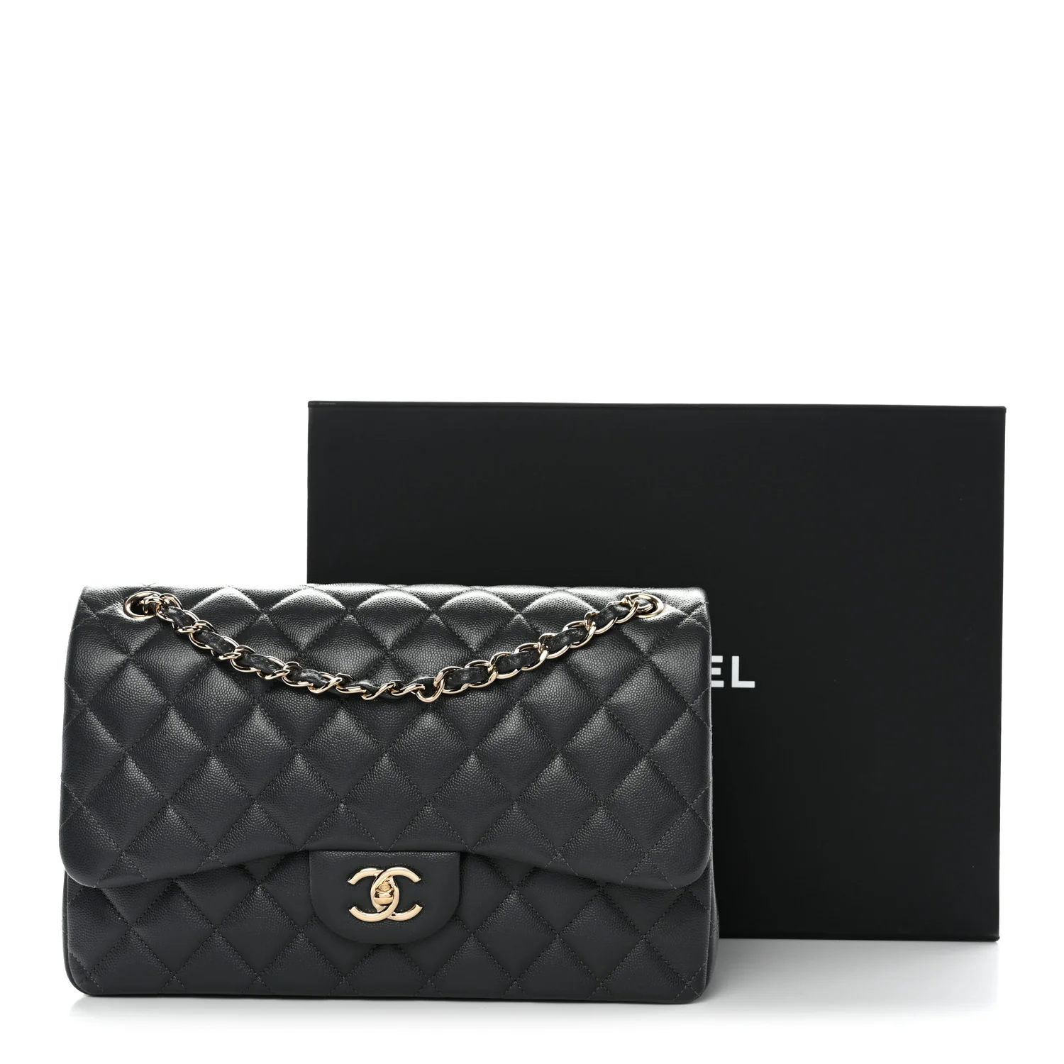 Caviar Quilted Jumbo Double Flap Dark Grey - Image 11