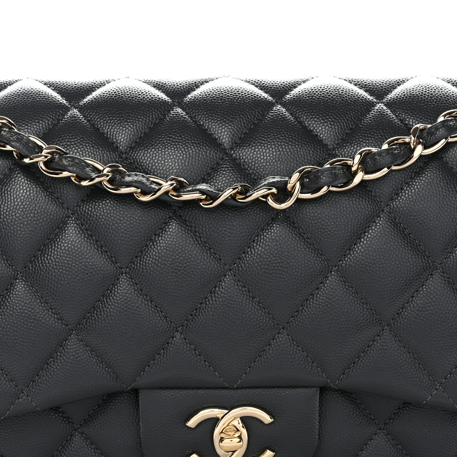 Caviar Quilted Jumbo Double Flap Dark Grey - Image 8