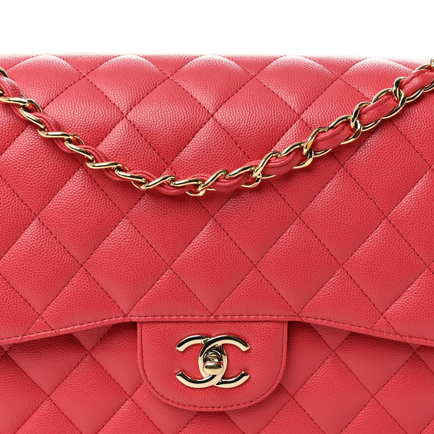 Caviar Quilted Jumbo Double Flap Dark Pink - Image 8