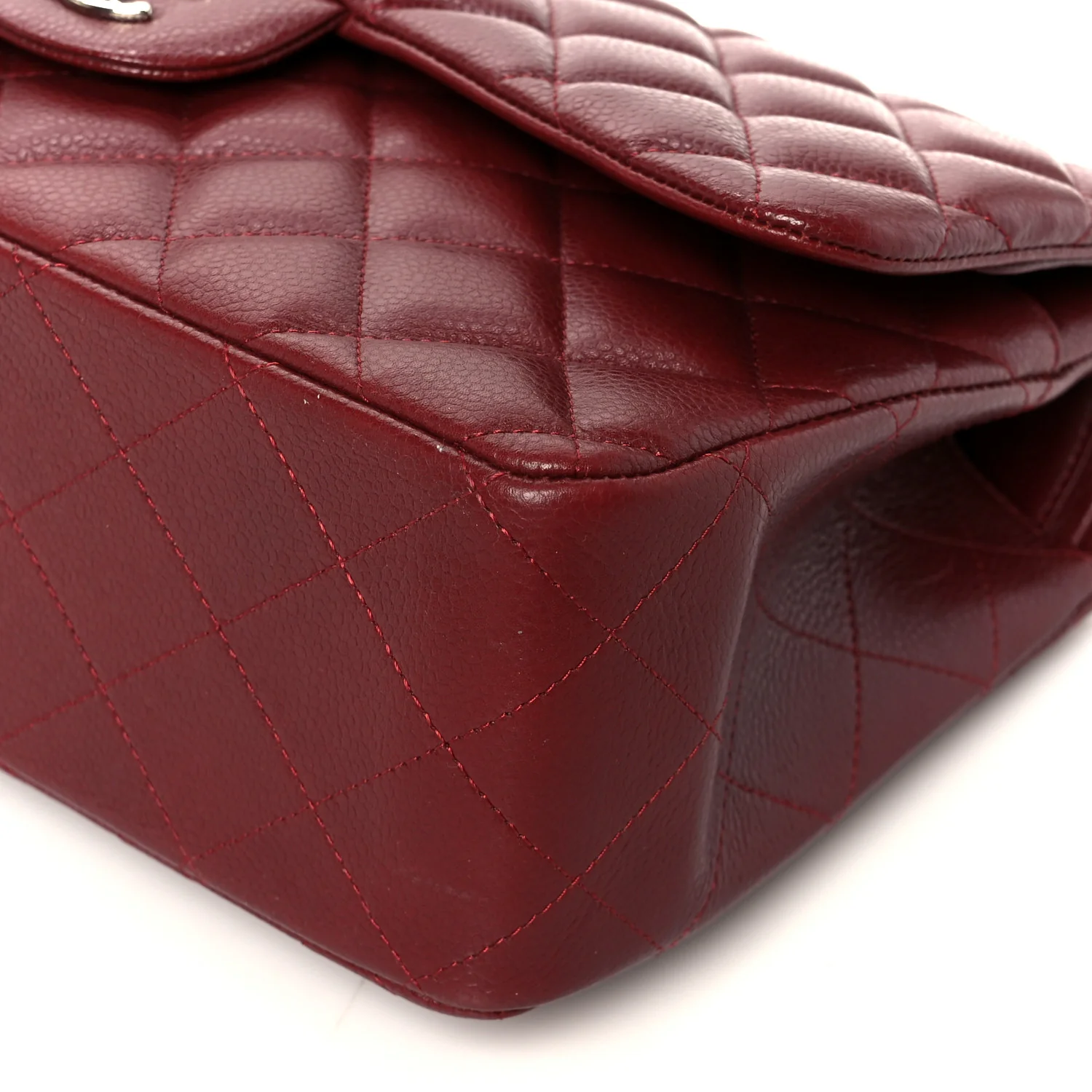 Caviar Quilted Jumbo Double Flap Dark Red - Image 11