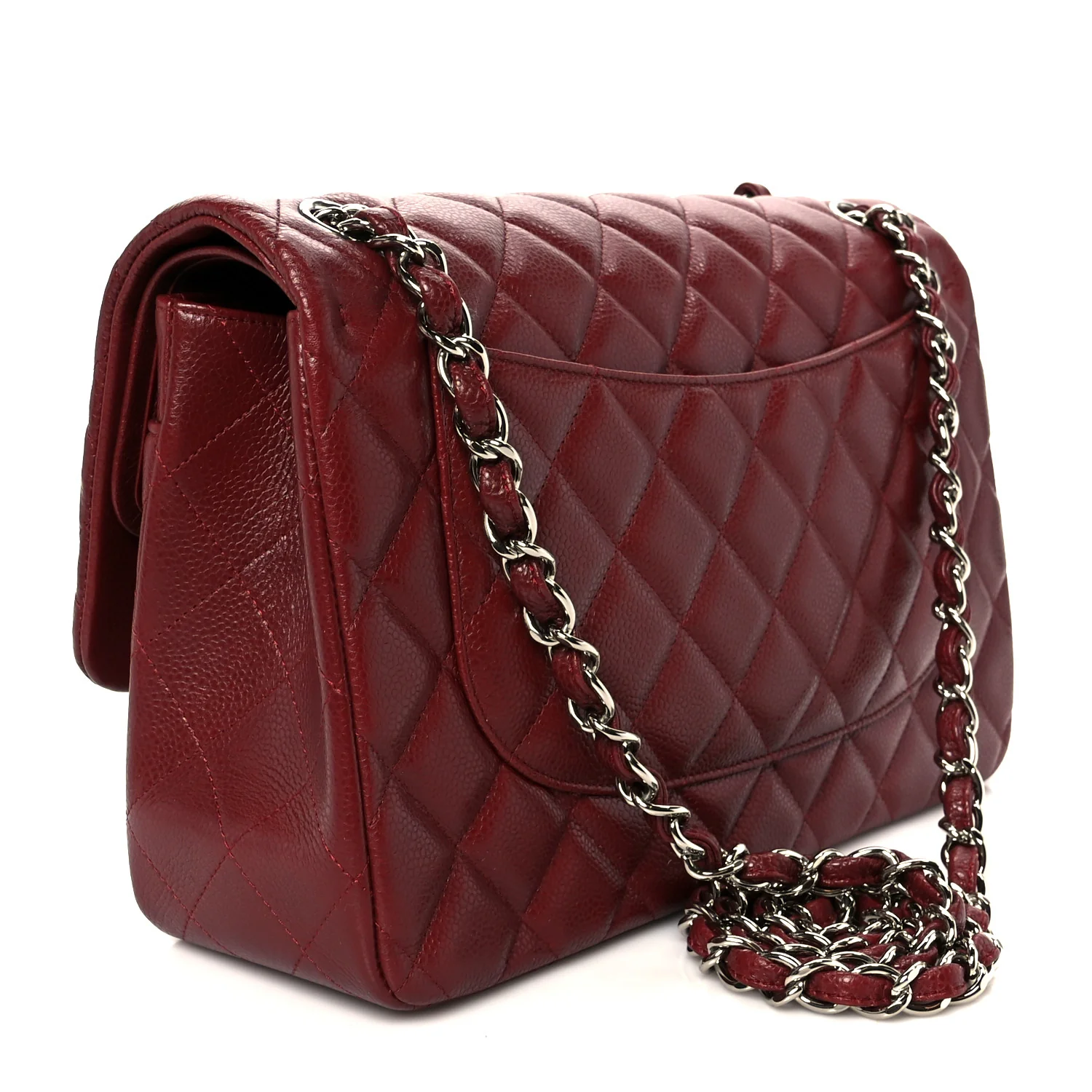 Caviar Quilted Jumbo Double Flap Dark Red - Image 3