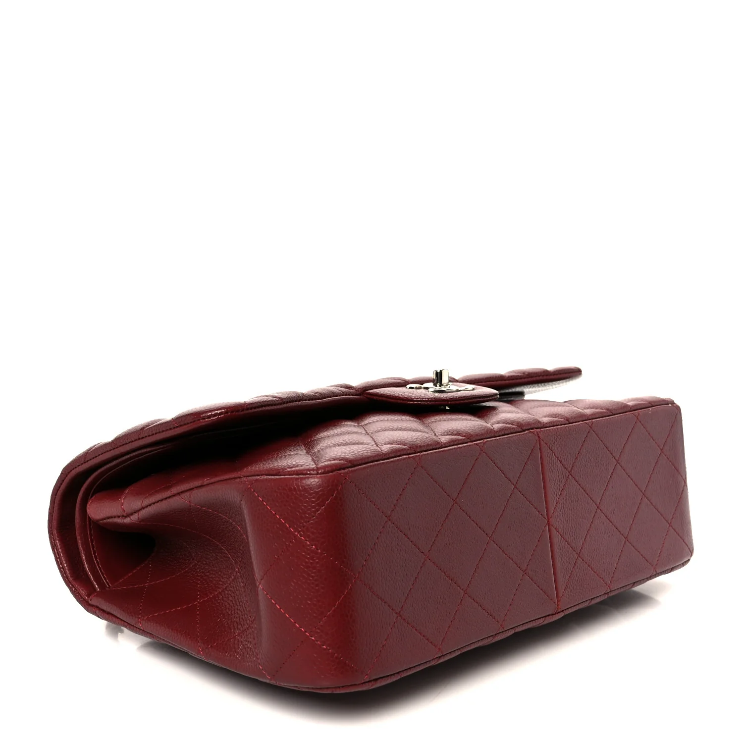 Caviar Quilted Jumbo Double Flap Dark Red - Image 4