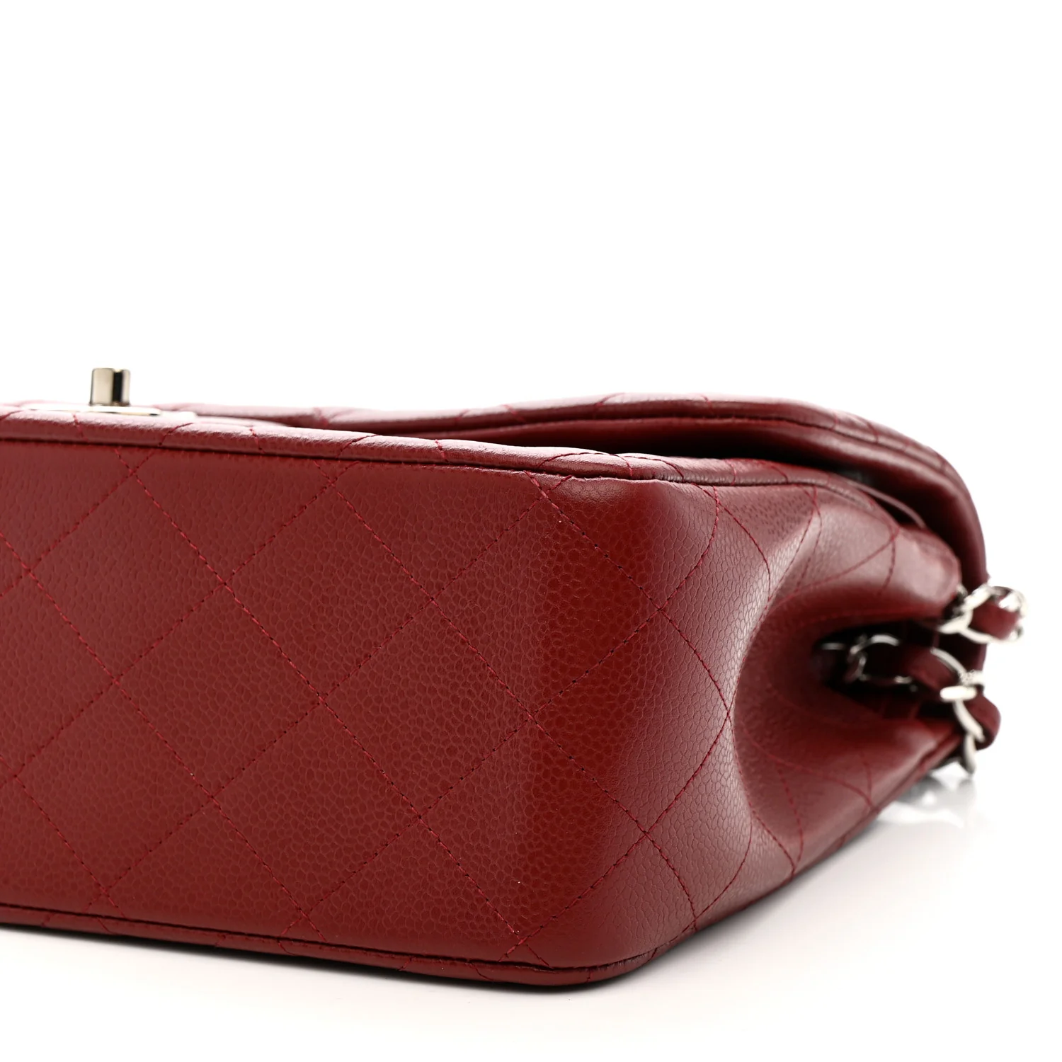 Caviar Quilted Jumbo Double Flap Dark Red - Image 10