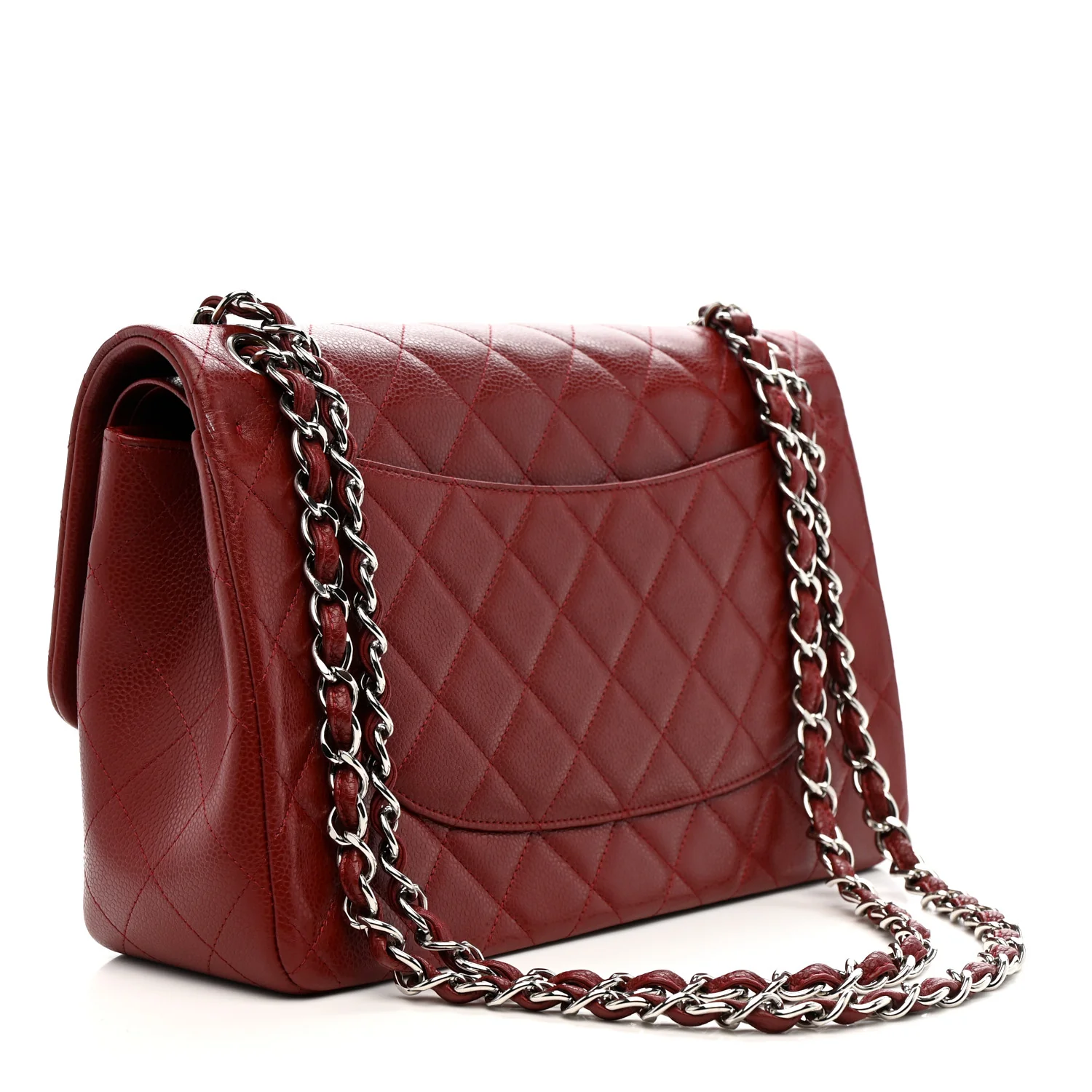 Caviar Quilted Jumbo Double Flap Dark Red - Image 3