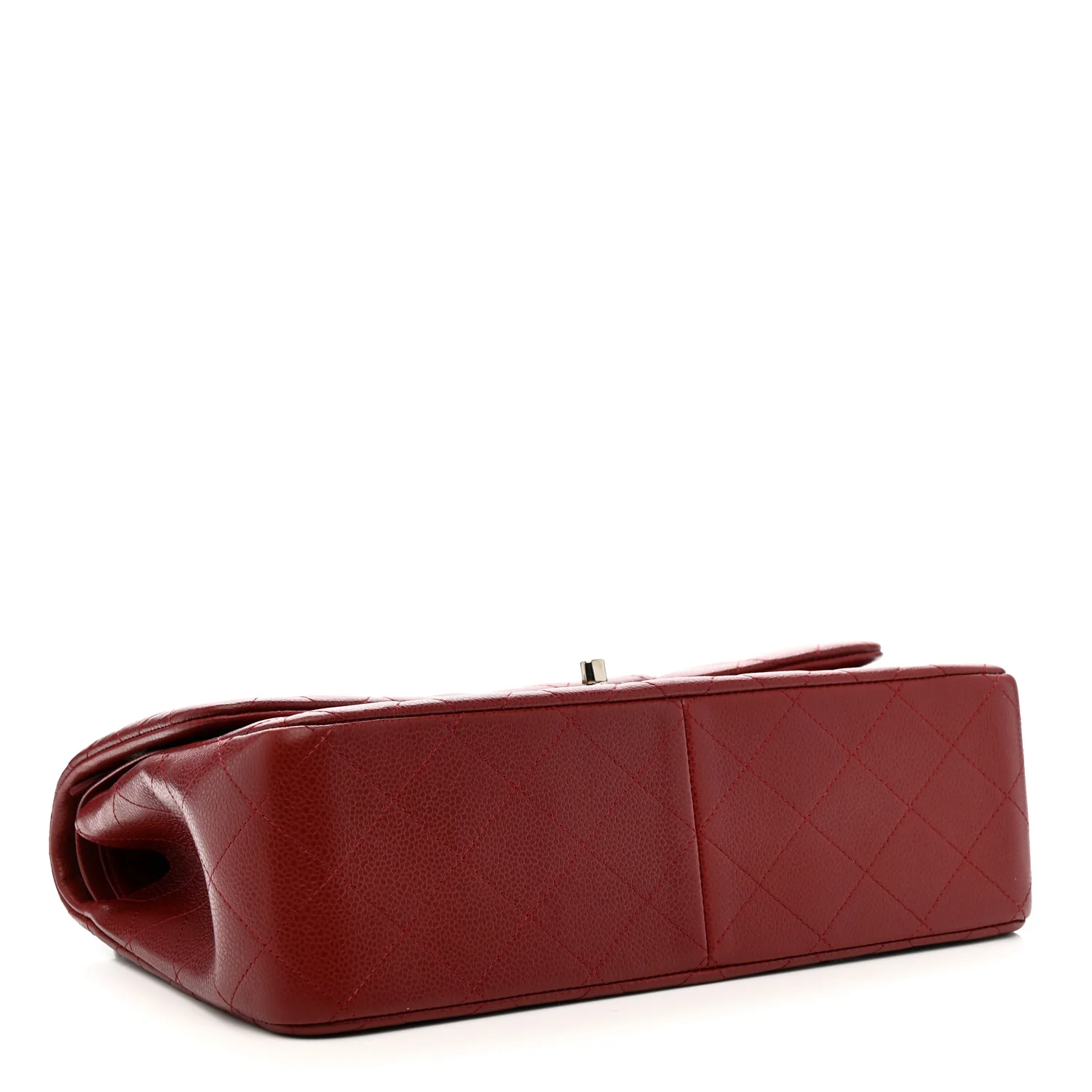 Caviar Quilted Jumbo Double Flap Dark Red - Image 4