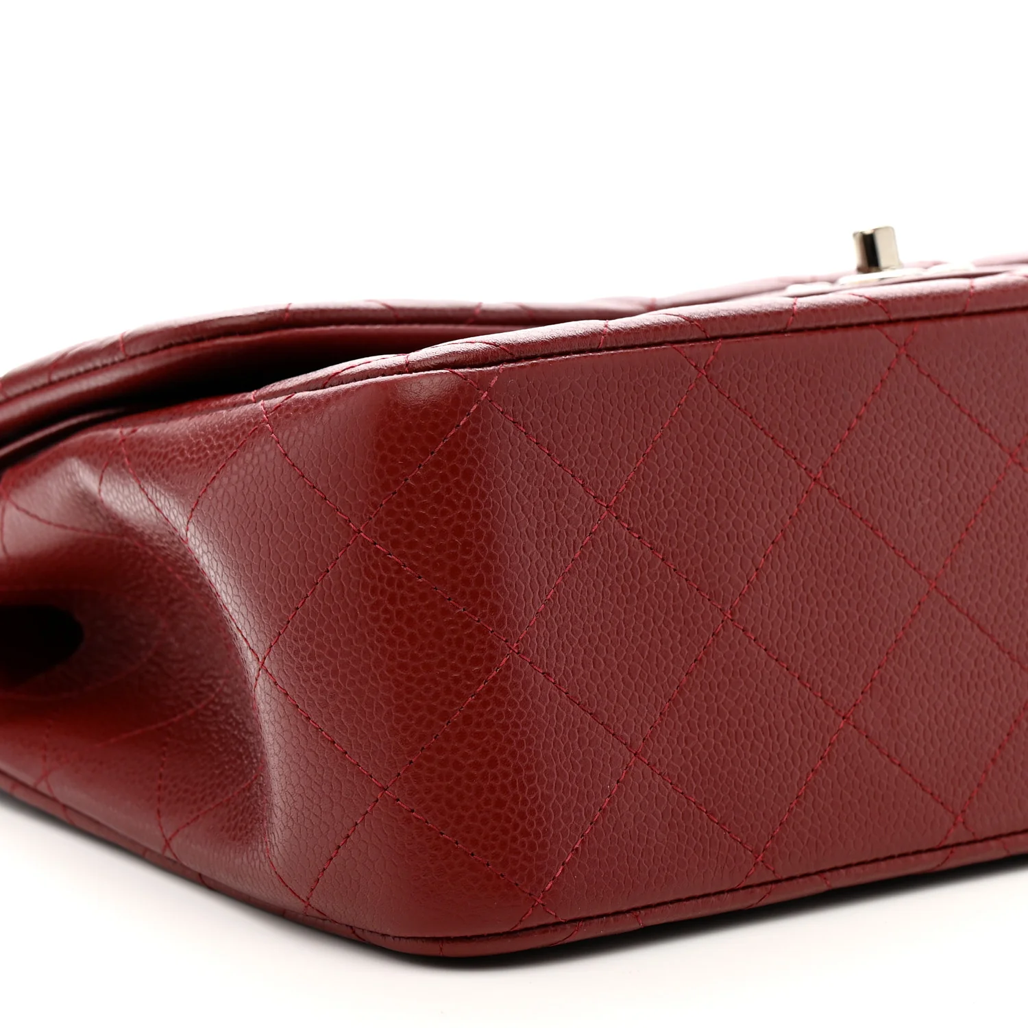 Caviar Quilted Jumbo Double Flap Dark Red - Image 9
