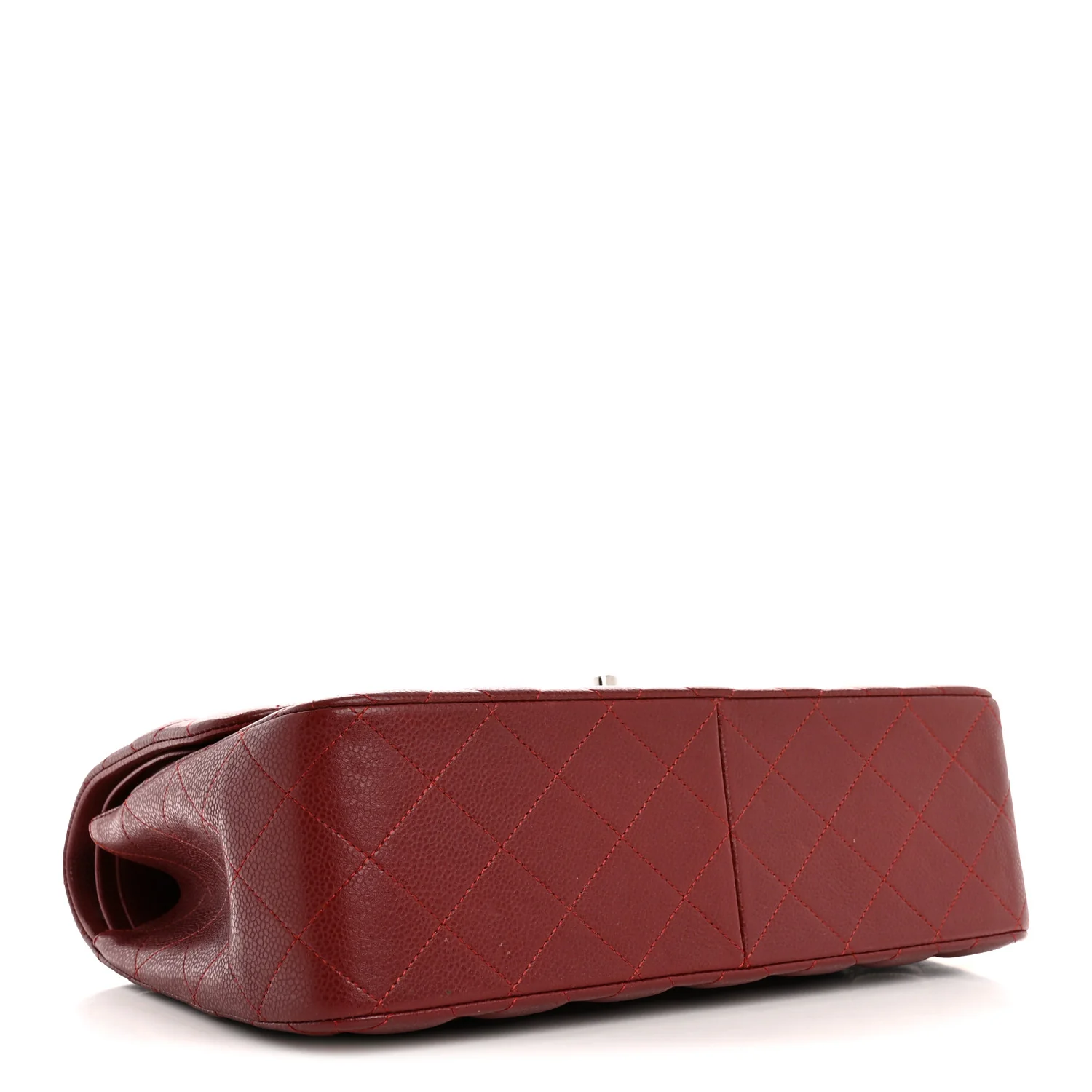 Caviar Quilted Jumbo Double Flap Dark Red - Image 4