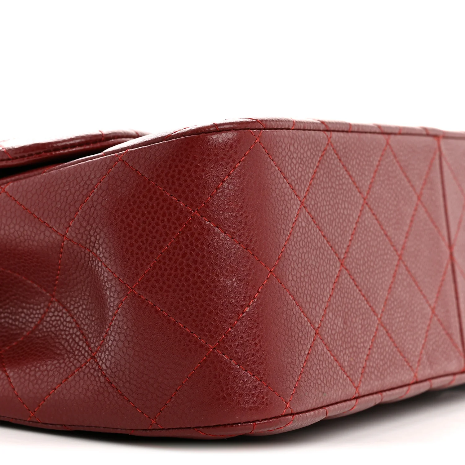 Caviar Quilted Jumbo Double Flap Dark Red - Image 9
