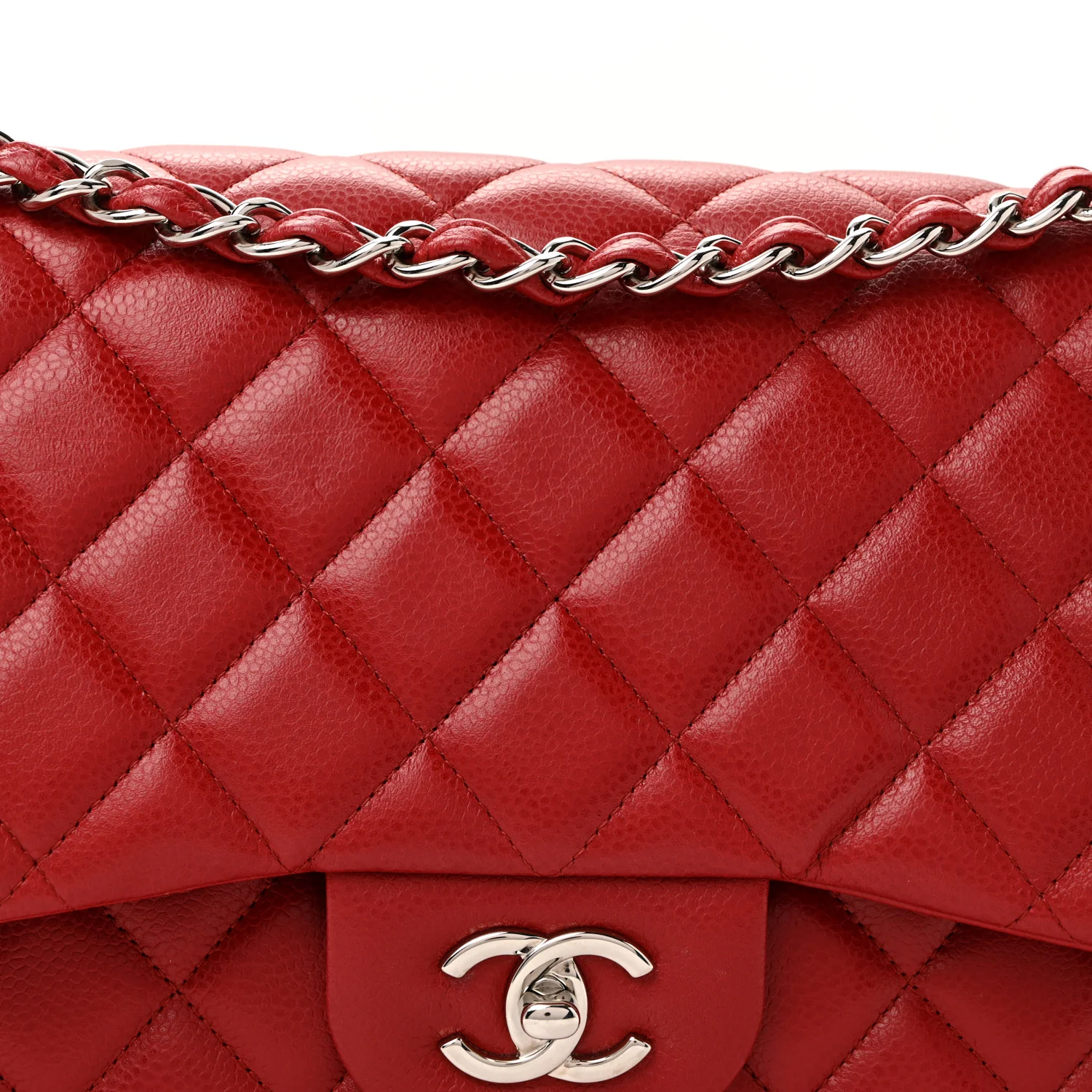 Caviar Quilted Jumbo Double Flap Dark Red - Image 21