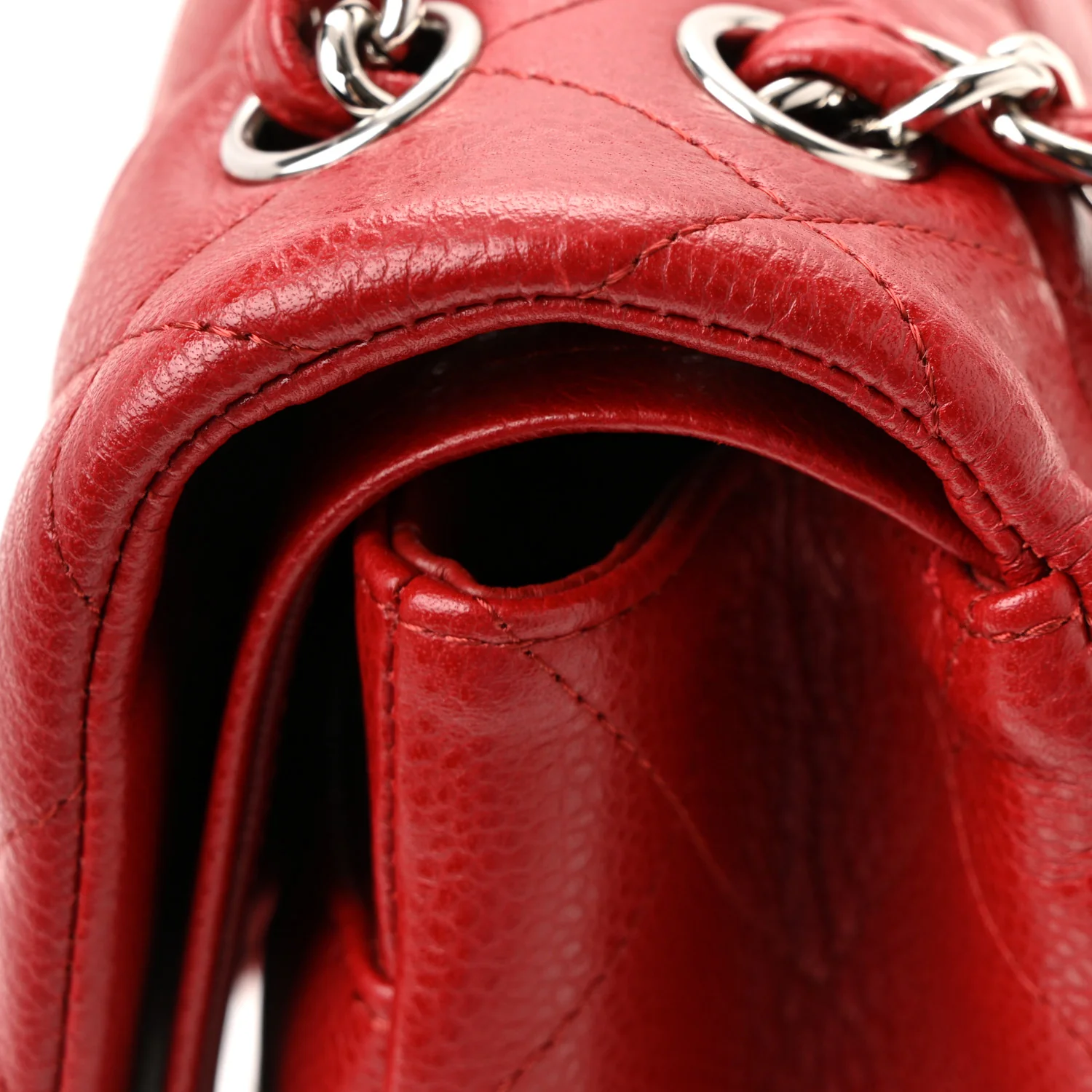 Caviar Quilted Jumbo Double Flap Dark Red - Image 39