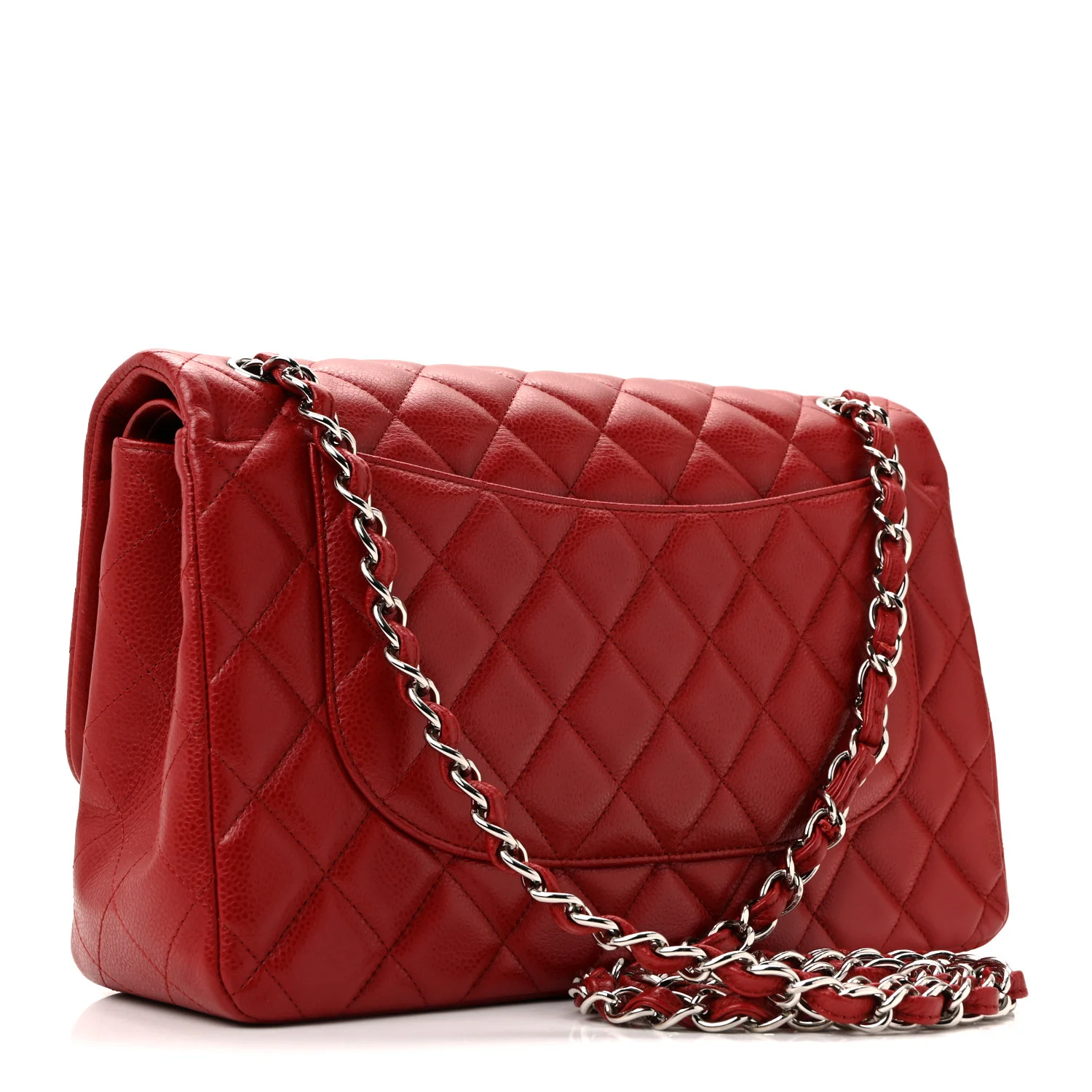 Caviar Quilted Jumbo Double Flap Dark Red - Image 7