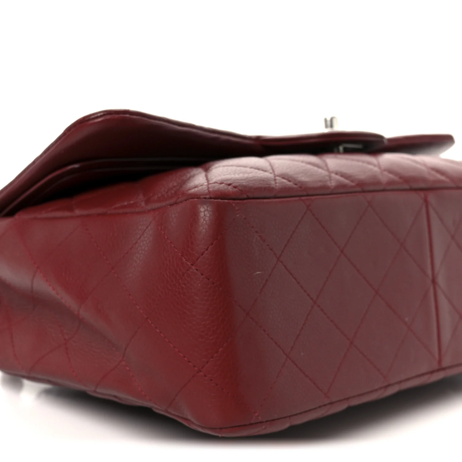 Caviar Quilted Jumbo Double Flap Dark Red - Image 10