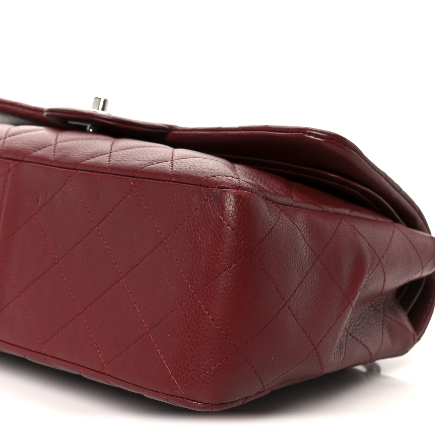 Caviar Quilted Jumbo Double Flap Dark Red - Image 11