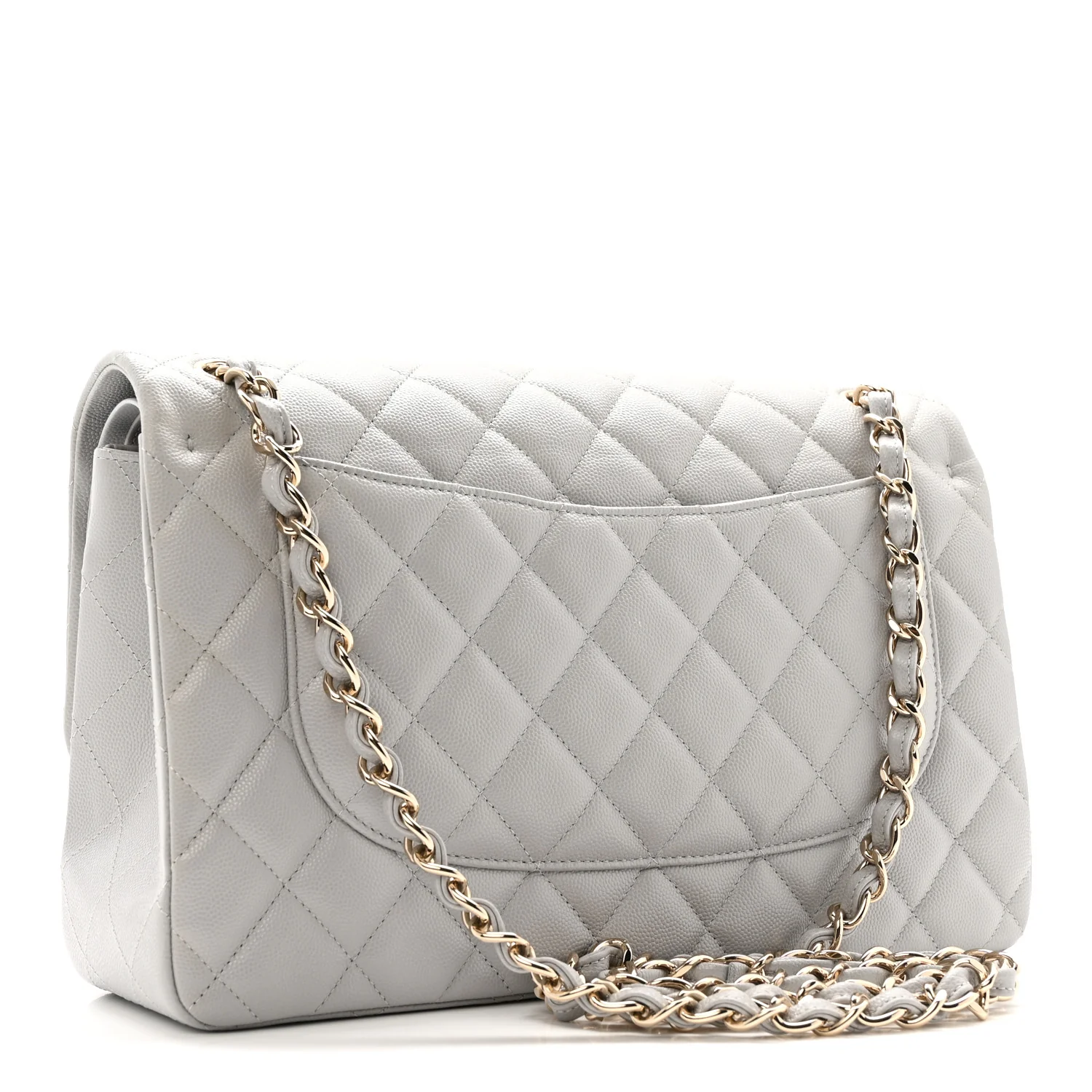 Caviar Quilted Jumbo Double Flap Grey - Image 3