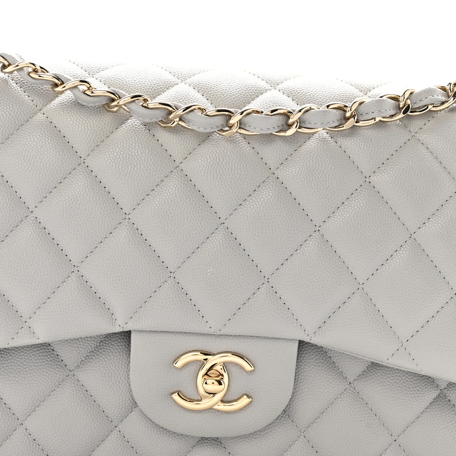Caviar Quilted Jumbo Double Flap Grey - Image 8